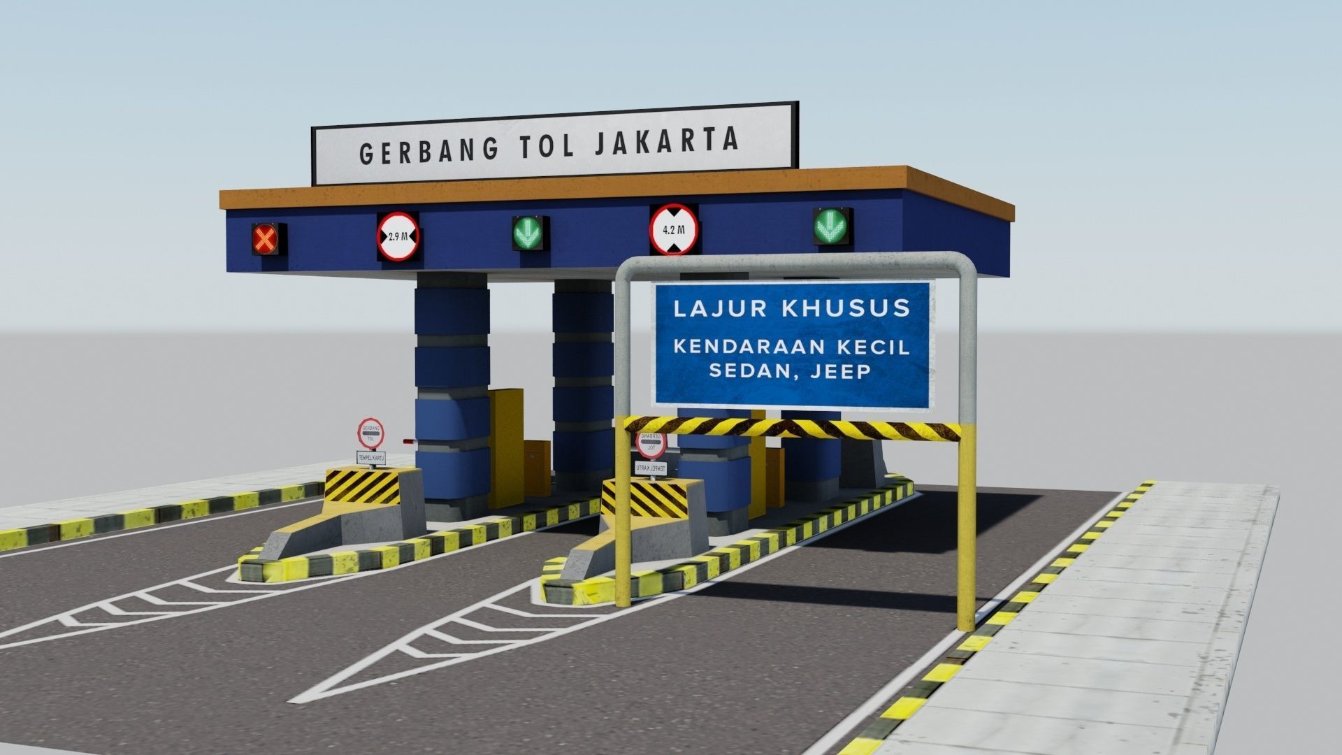 Highway Toll Gate Low-poly 3D model_1