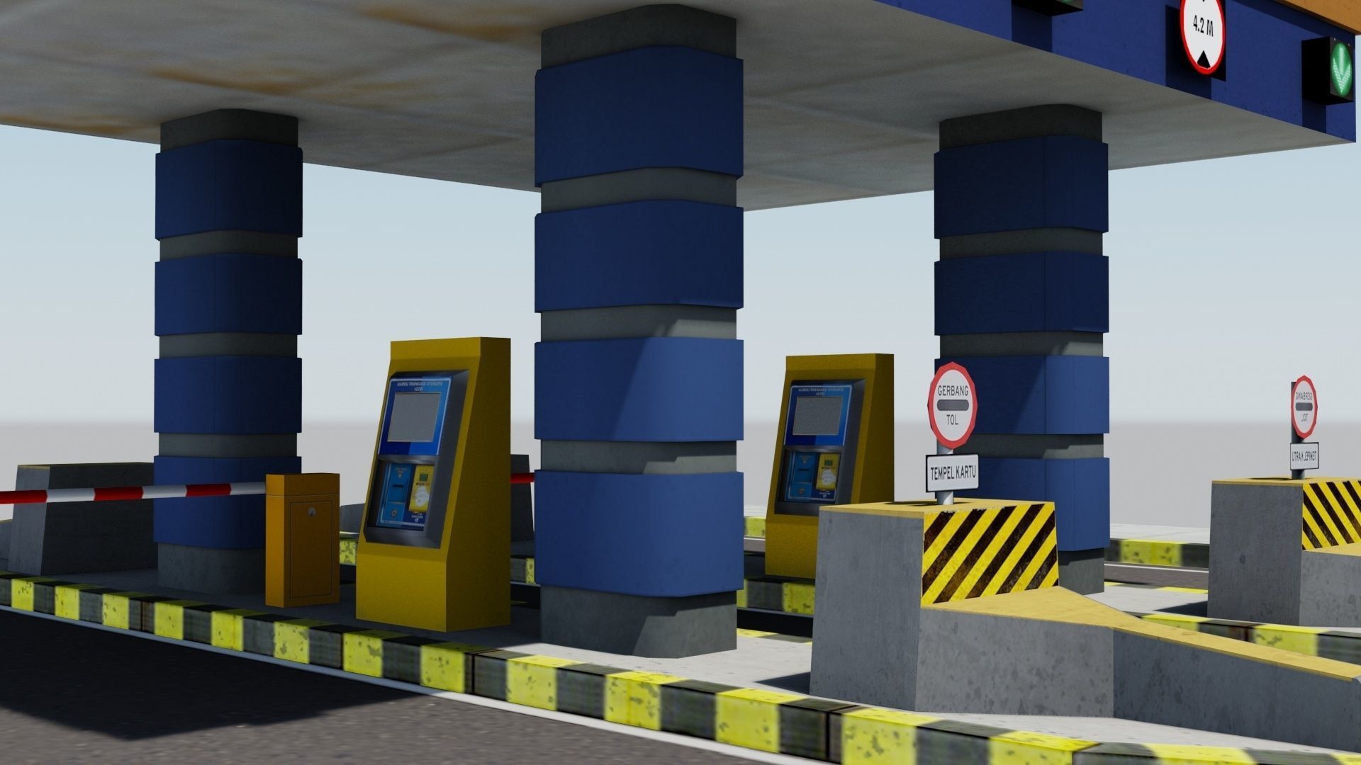 Highway Toll Gate Low-poly 3D model_2