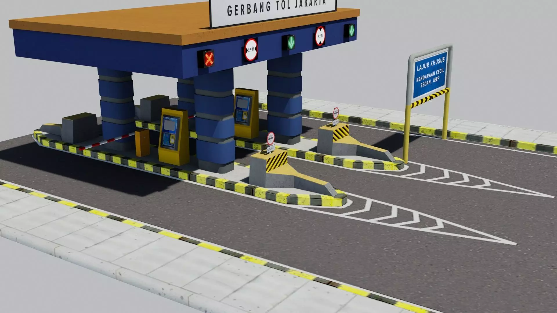 Highway Toll Gate Low-poly 3D model_0