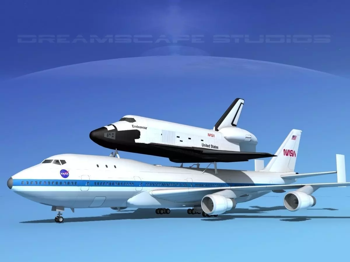 Space Shuttle Endeavour Transport MP 2-2 747 3D model