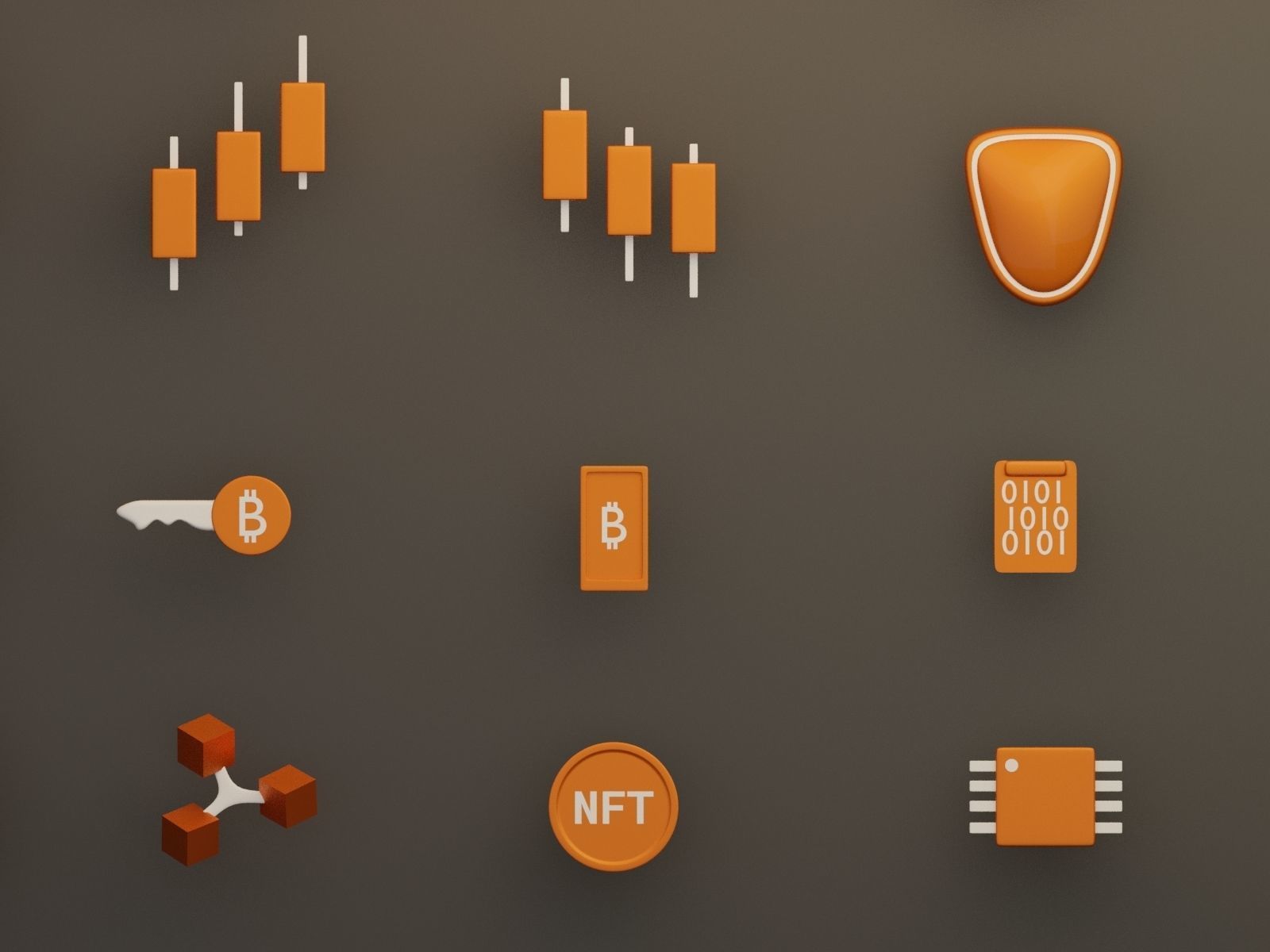  Set of Crypto 3D Icon Pack  Golden Theme 3D model_3