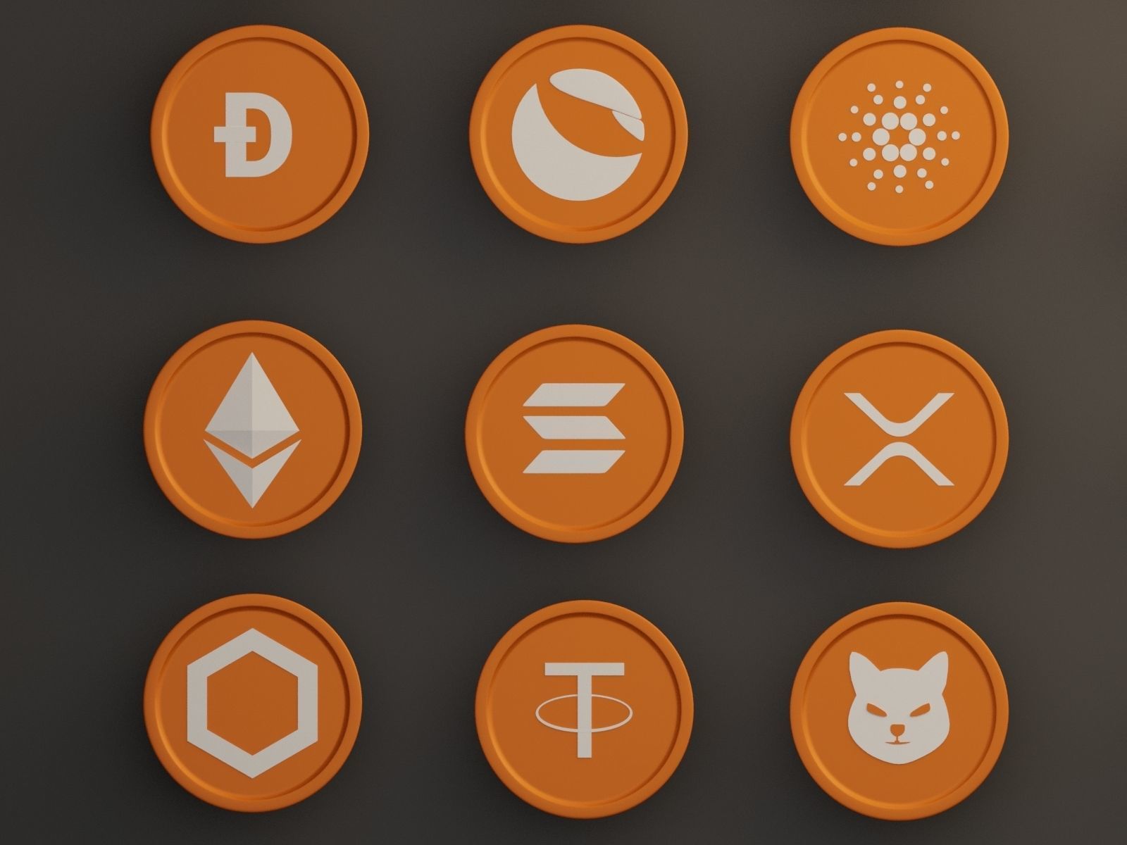  Set of Crypto 3D Icon Pack  Golden Theme 3D model_2