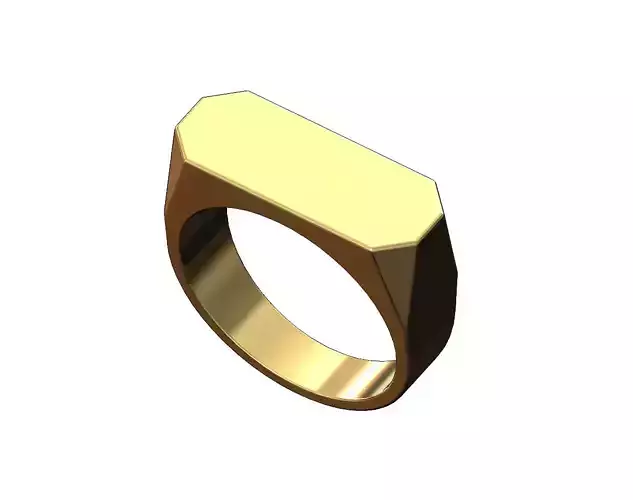 Chamfred corners rectangular signet ring US sizes 5to13