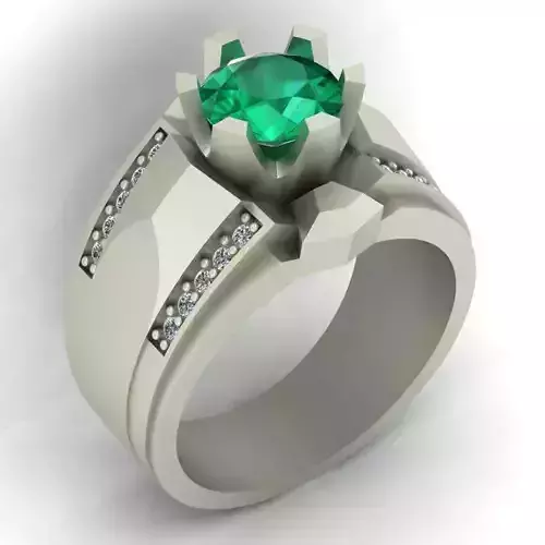 3d-model ring emerald and diamond engagement