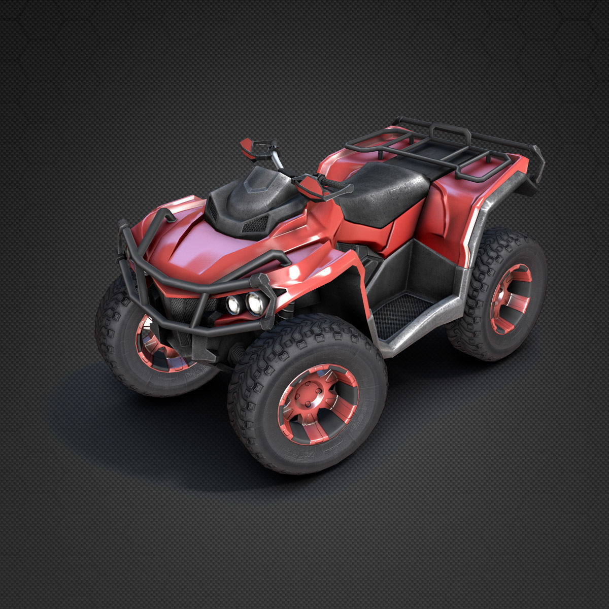 ATV Four-Wheeler Vehicle Low-Poly Low-poly 3D model_9