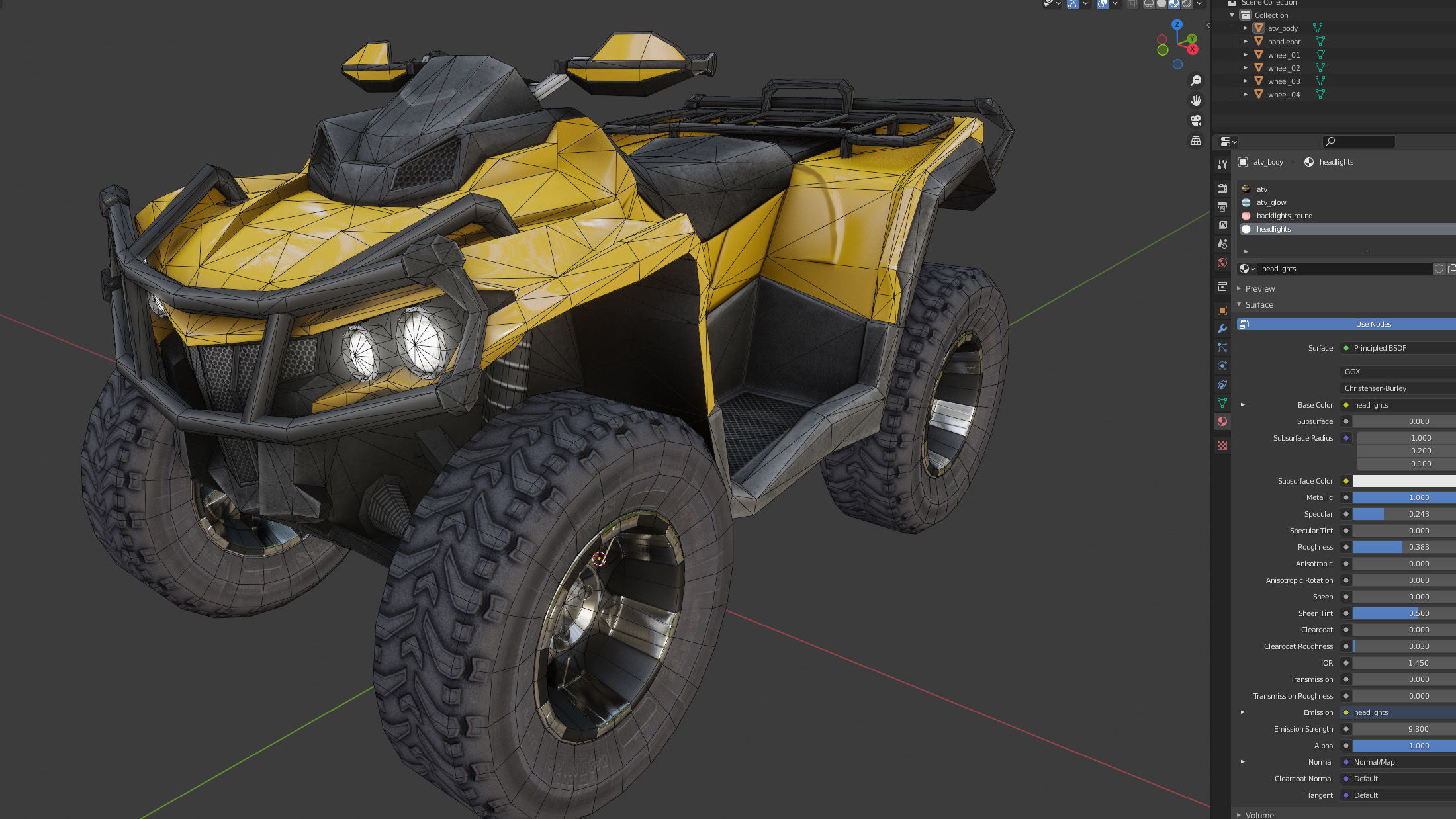 ATV Four-Wheeler Vehicle Low-Poly Low-poly 3D model_18