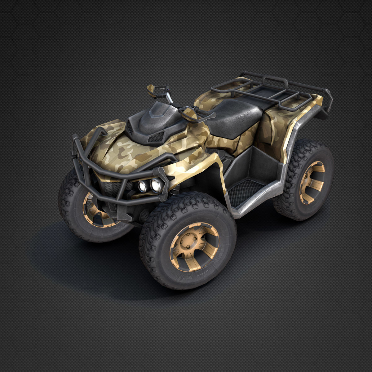ATV Four-Wheeler Vehicle Low-Poly Low-poly 3D model_12