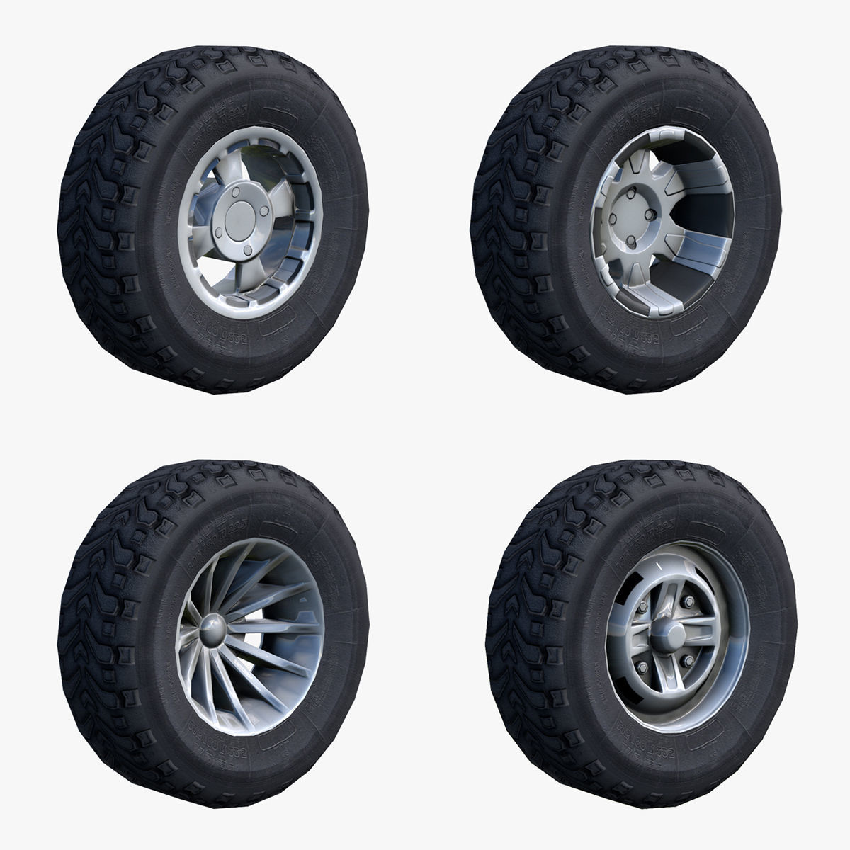 ATV Four-Wheeler Vehicle Low-Poly Low-poly 3D model_19