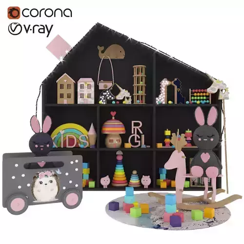 rabbit and toy shelves 