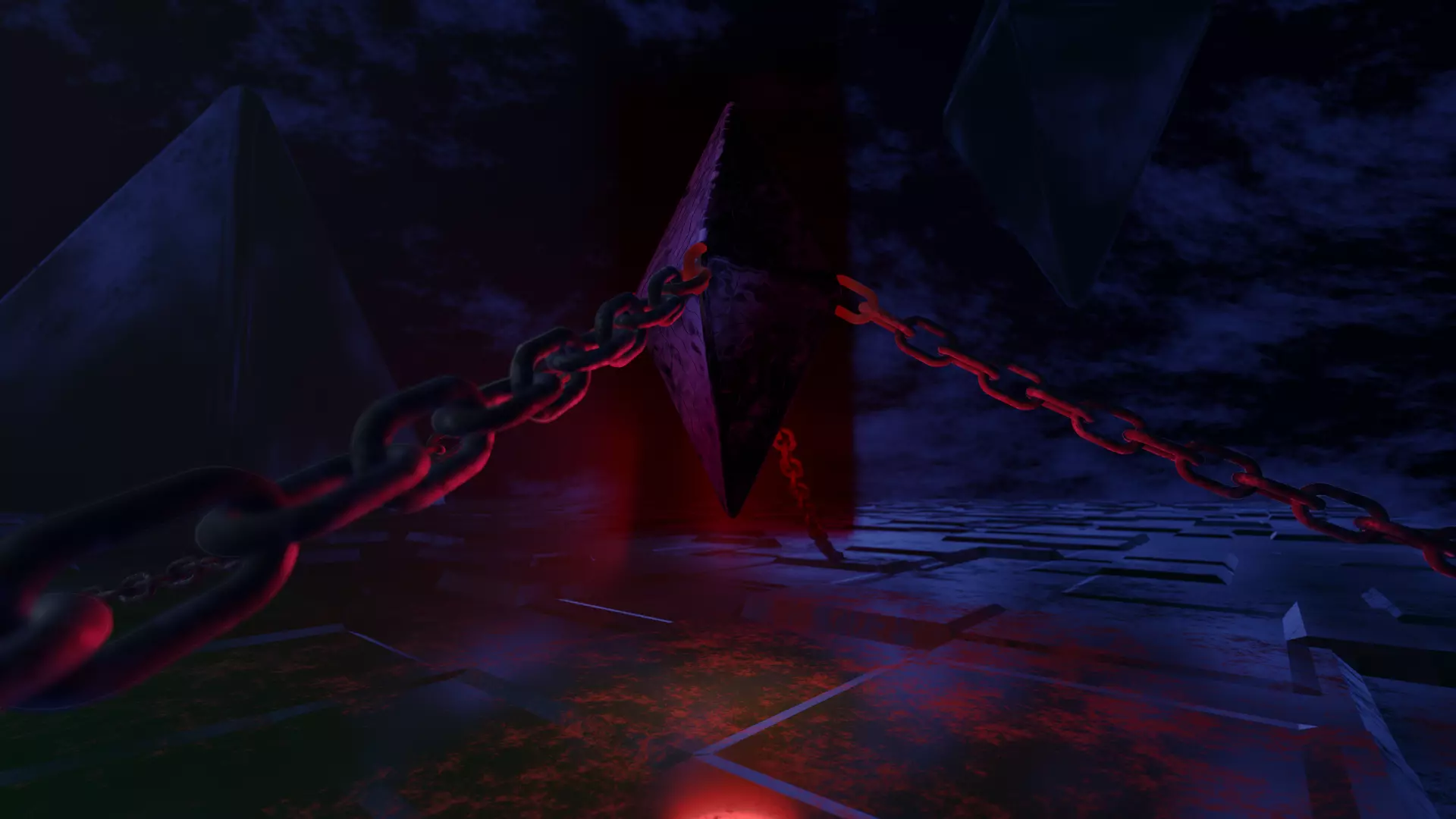 Kristal room with lights and chains 3D model_0