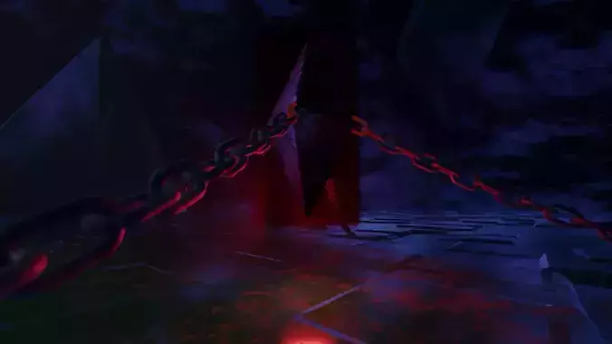 Kristal room with lights and chains