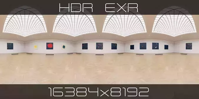 HDRI - Art Museum Gallery Interior 12 - 16384x8192 Texture