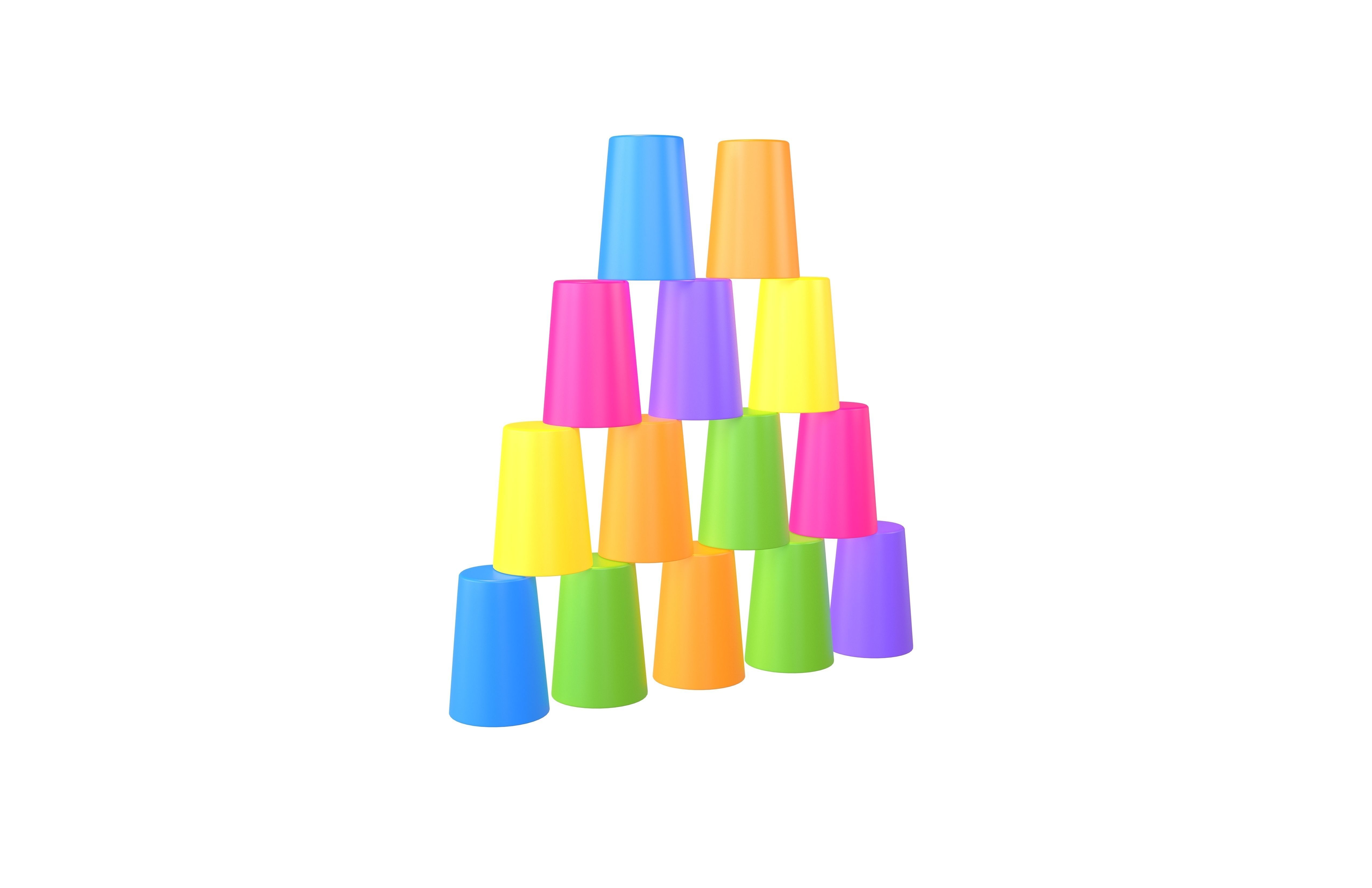 Stacked Cups v1 001 Low-poly 3D model_1