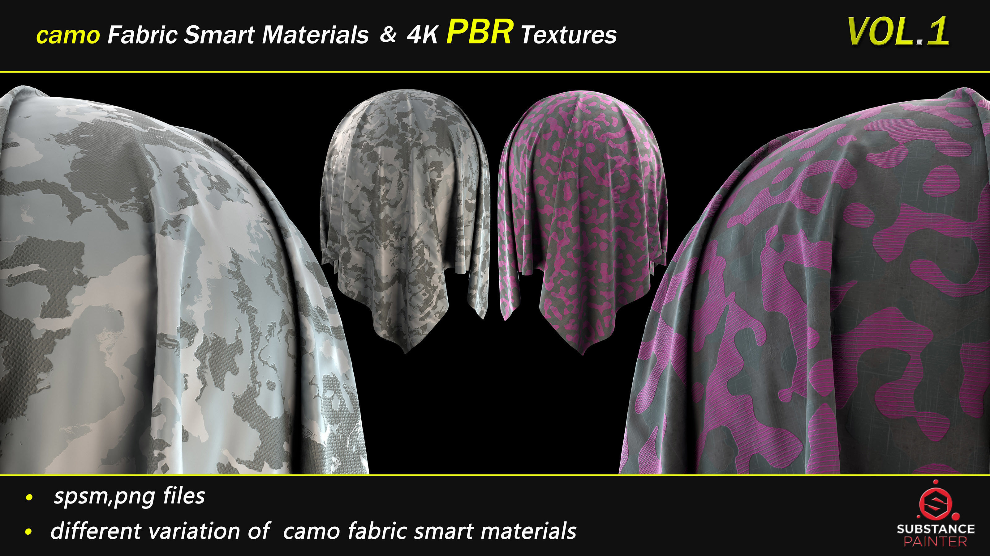 50 camo Fabric Smart Material Bundle and 4K PBR Texture Texture_5