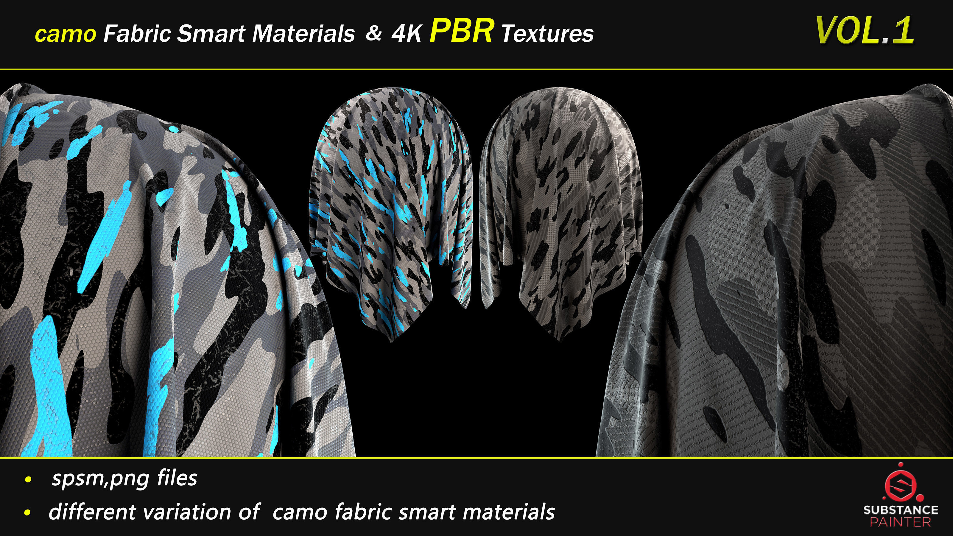 50 camo Fabric Smart Material Bundle and 4K PBR Texture Texture_25