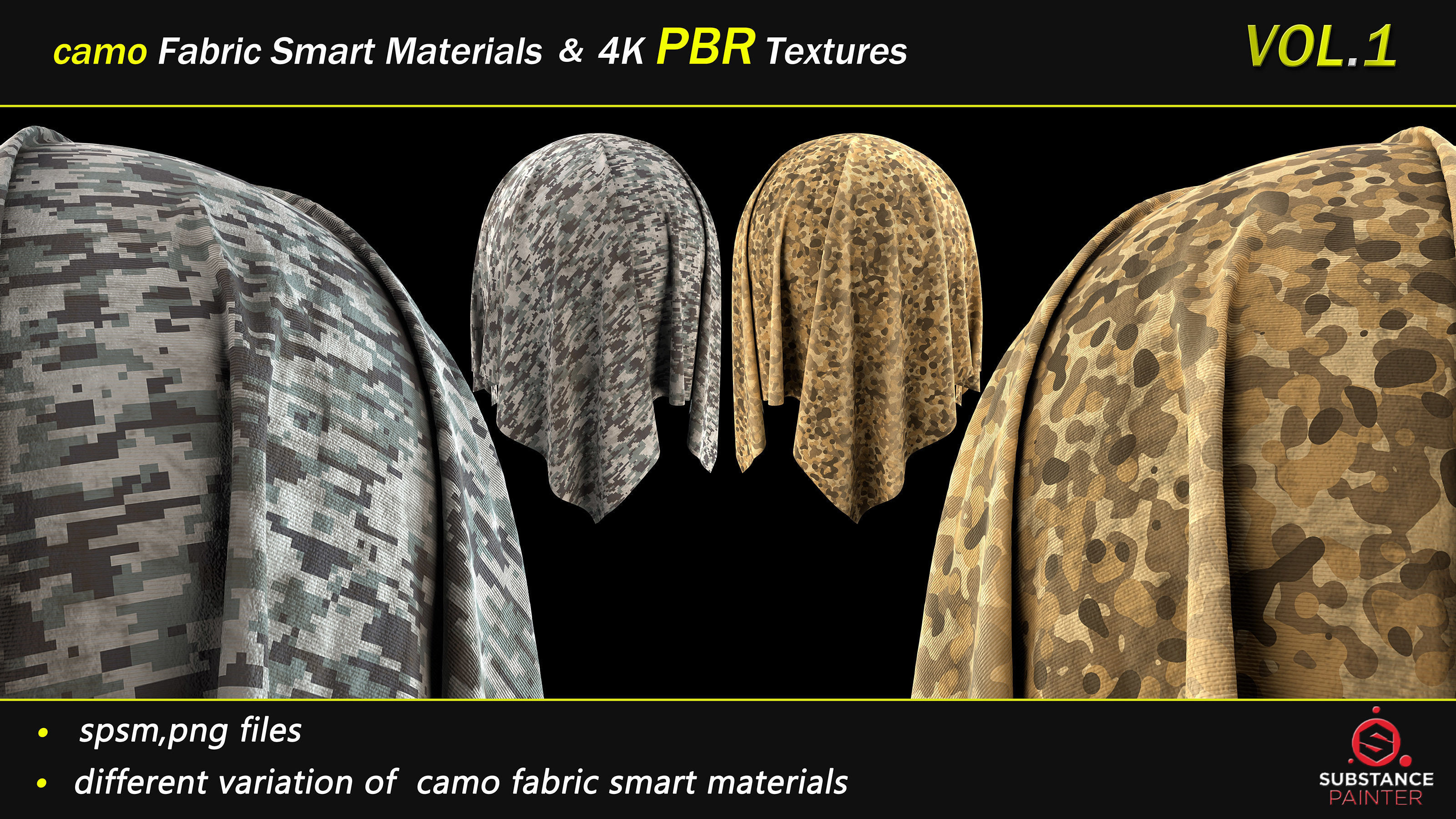 50 camo Fabric Smart Material Bundle and 4K PBR Texture Texture_23