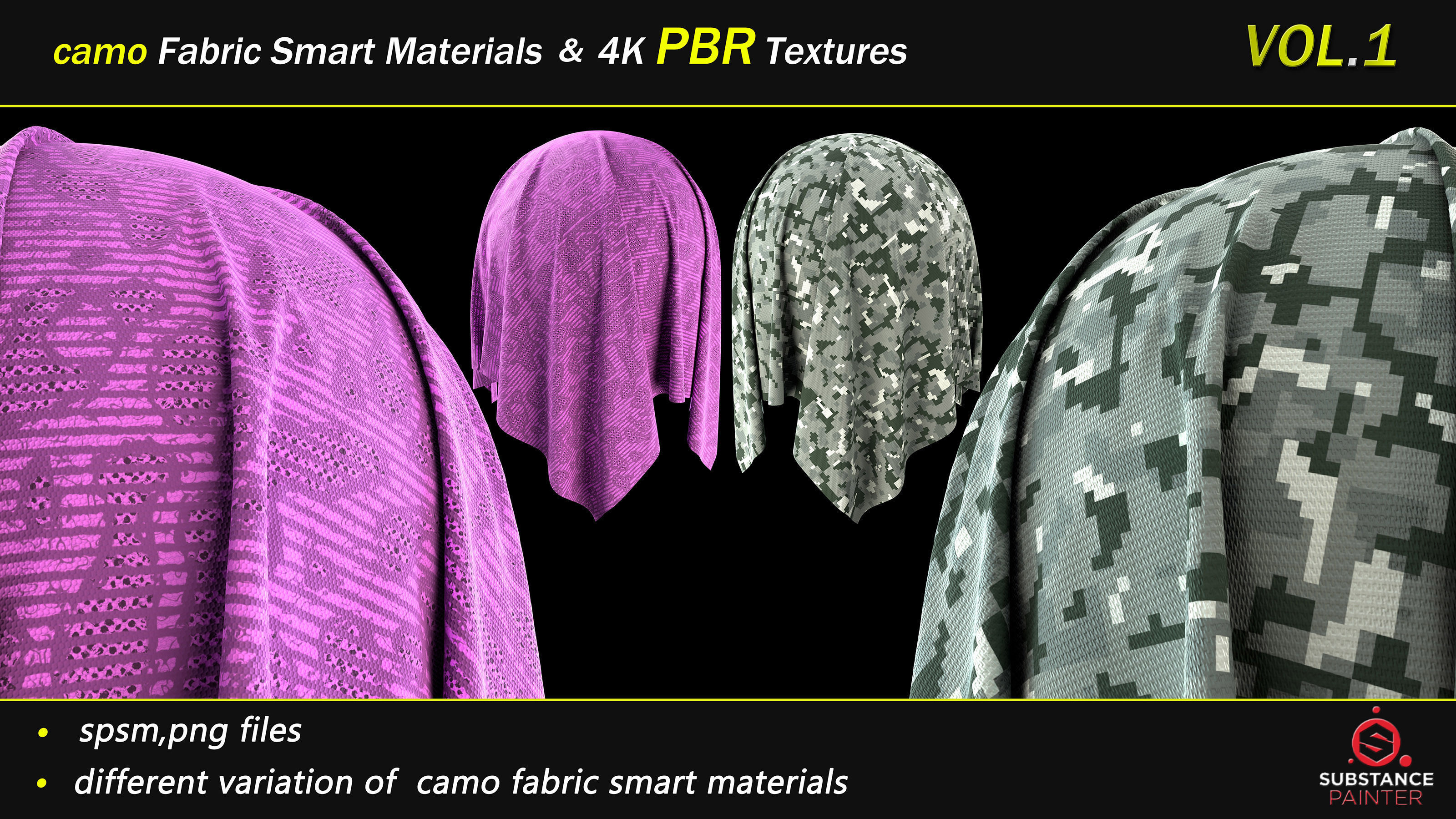 50 camo Fabric Smart Material Bundle and 4K PBR Texture Texture_9