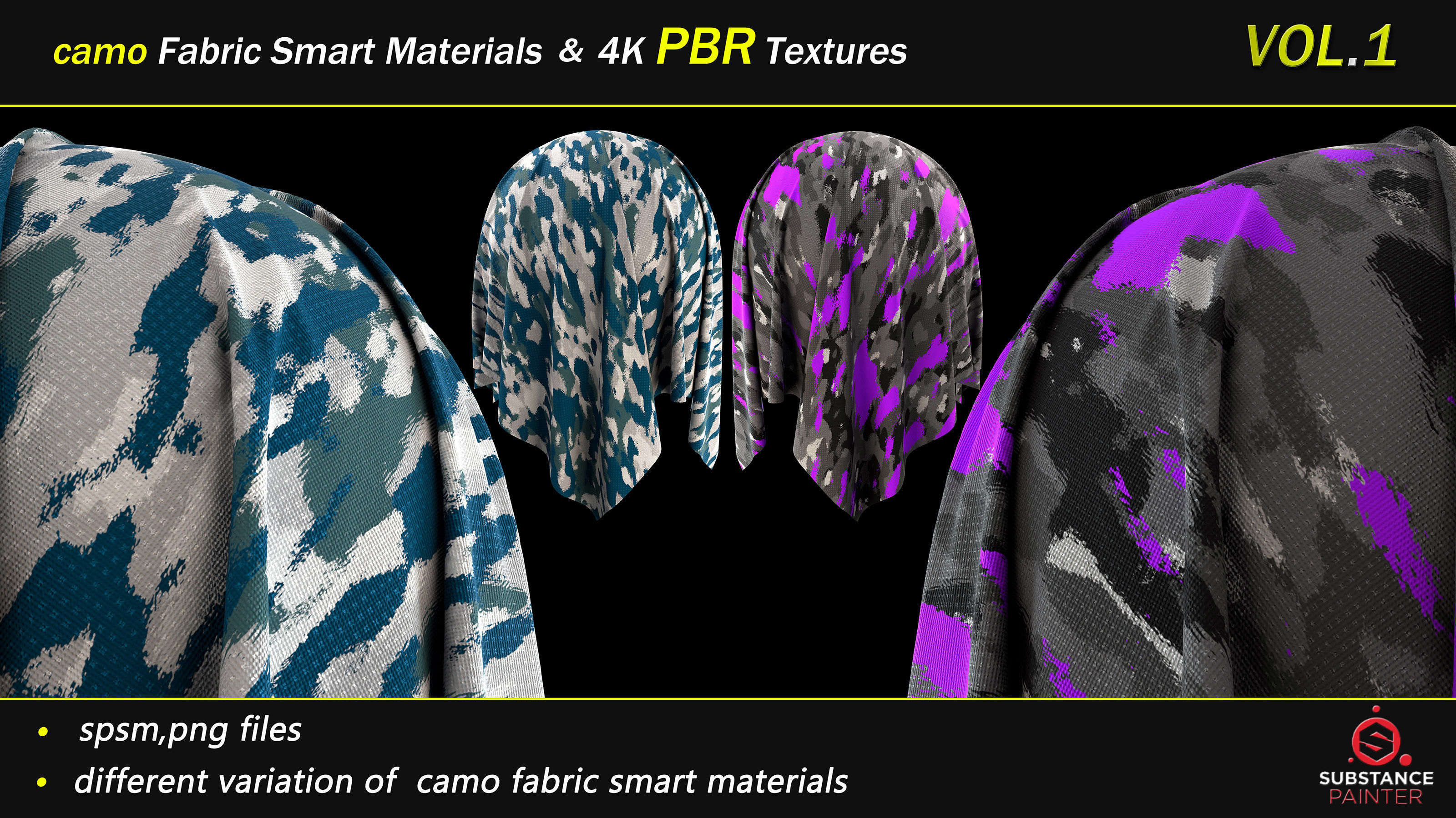 50 camo Fabric Smart Material Bundle and 4K PBR Texture Texture_13