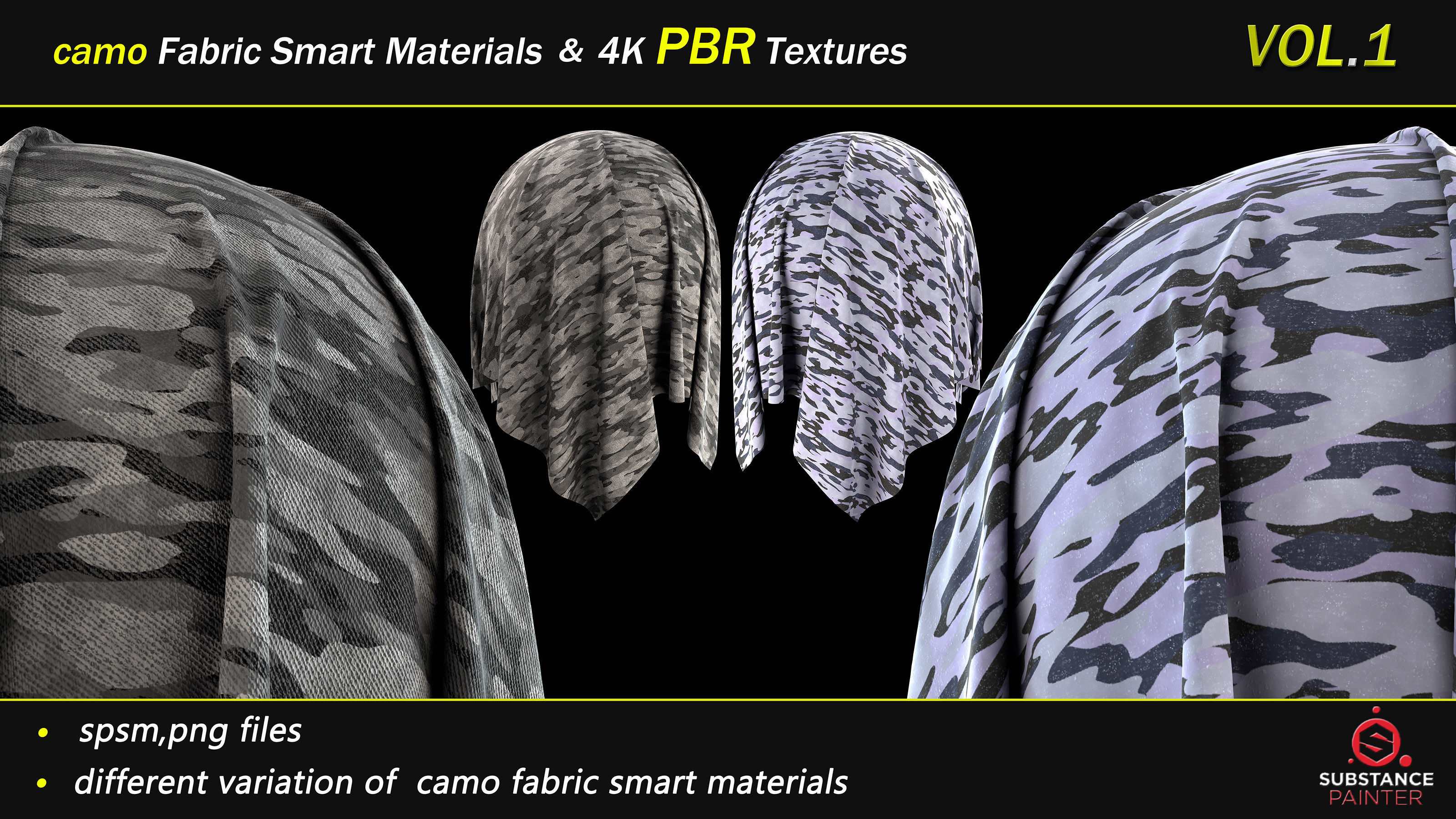 50 camo Fabric Smart Material Bundle and 4K PBR Texture Texture_14