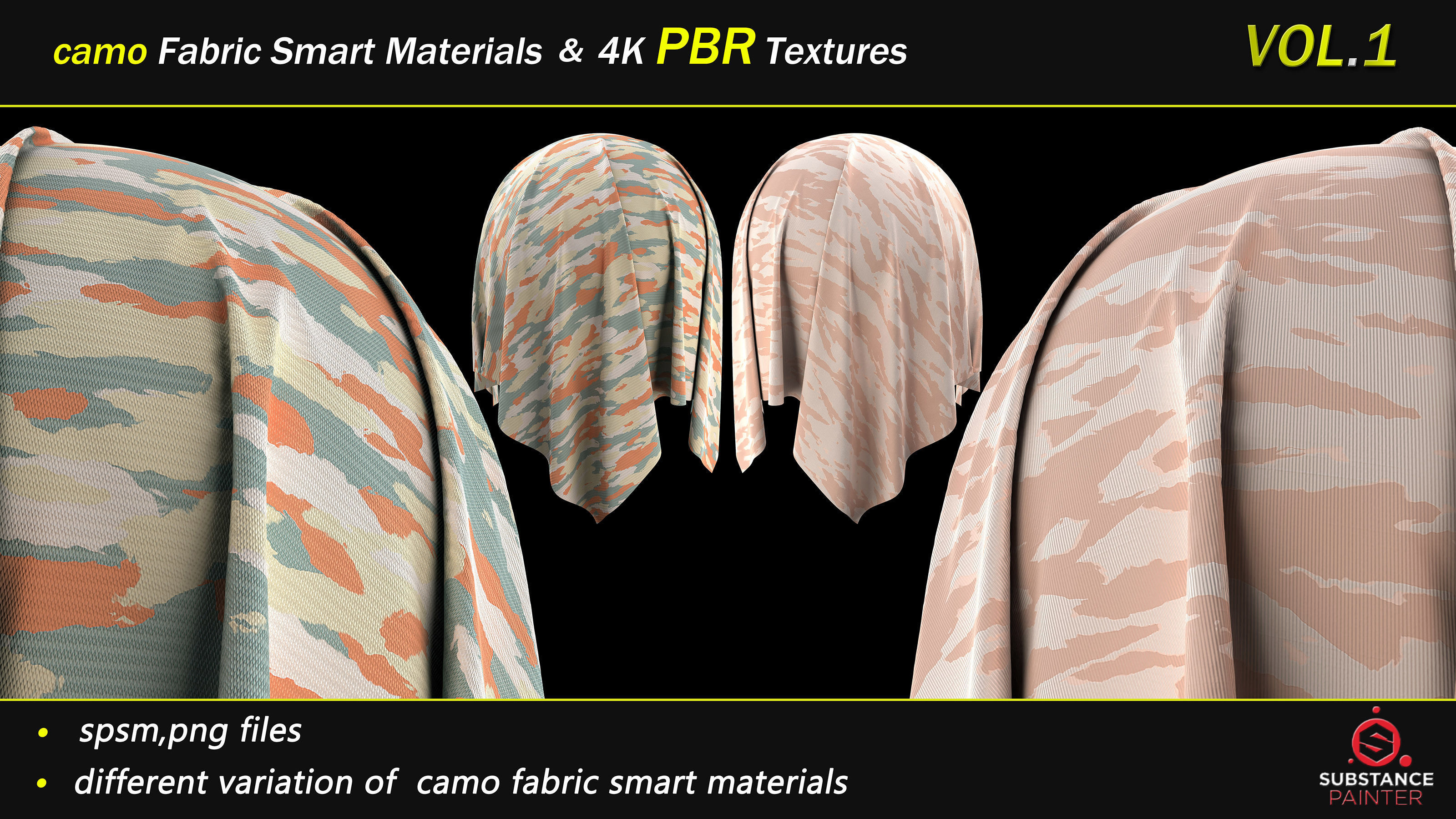 50 camo Fabric Smart Material Bundle and 4K PBR Texture Texture_24