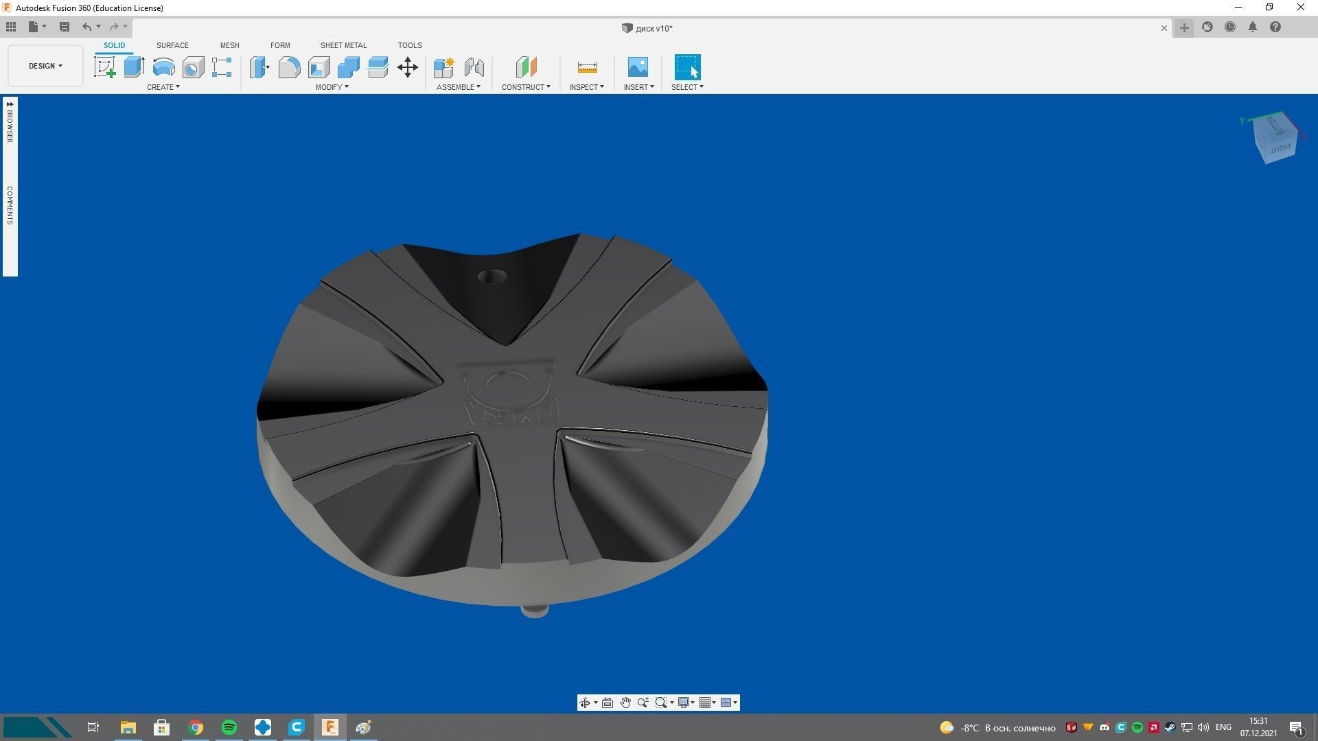 Hubcap omega 3D print model_3