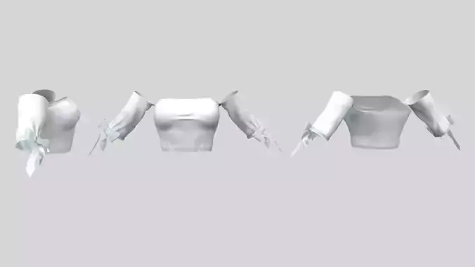 Strapless Shoulderless White Dress Top With Bow Tie Sleeves