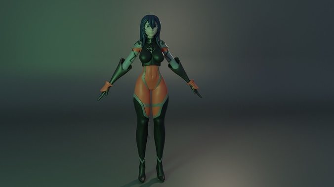 Ninja warrior girl 3D model base mesh create in Blender  3D model