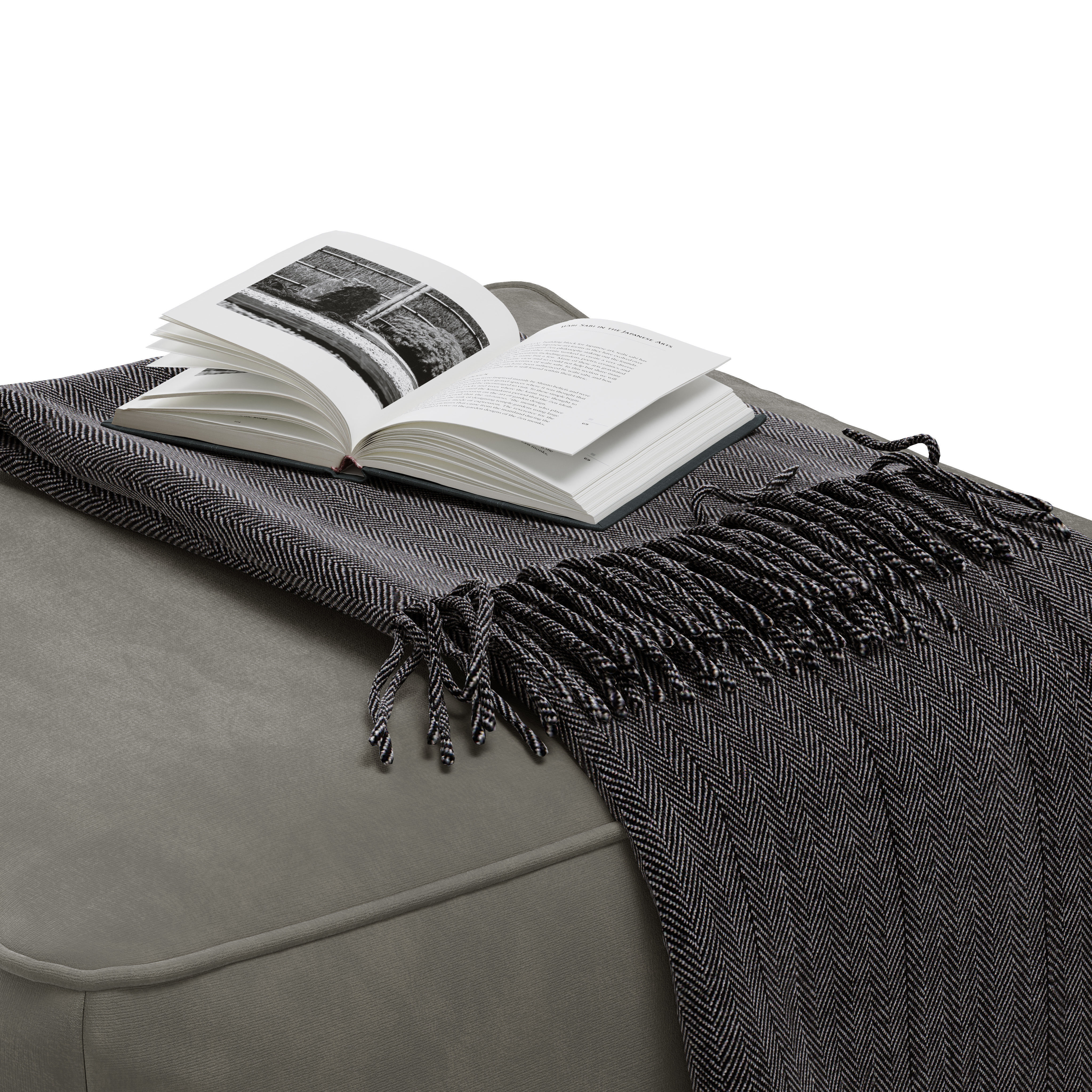 Floor decor set 001 with pouf and books 3D model_2