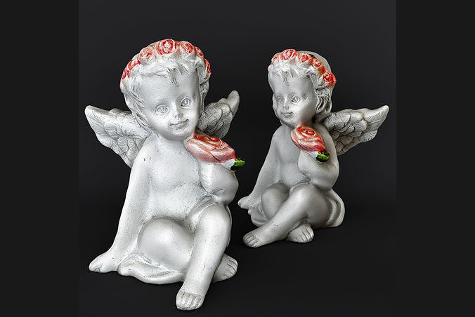 Sculpture Angel with a rose 3D model