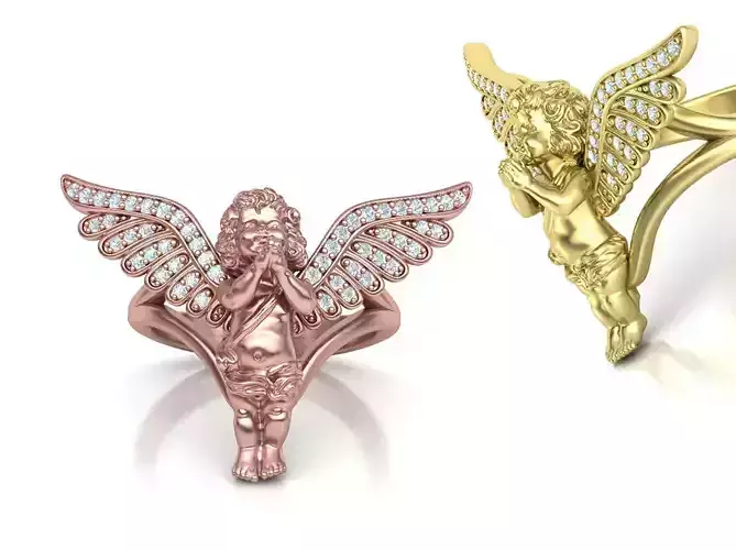 Praying Angel  Diamond Ring Own design 3dmodel