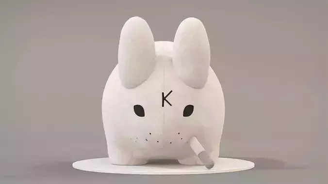 Kidrobot Smorkin Labbit White 14 inch Plush by Frank Kozik 3D model