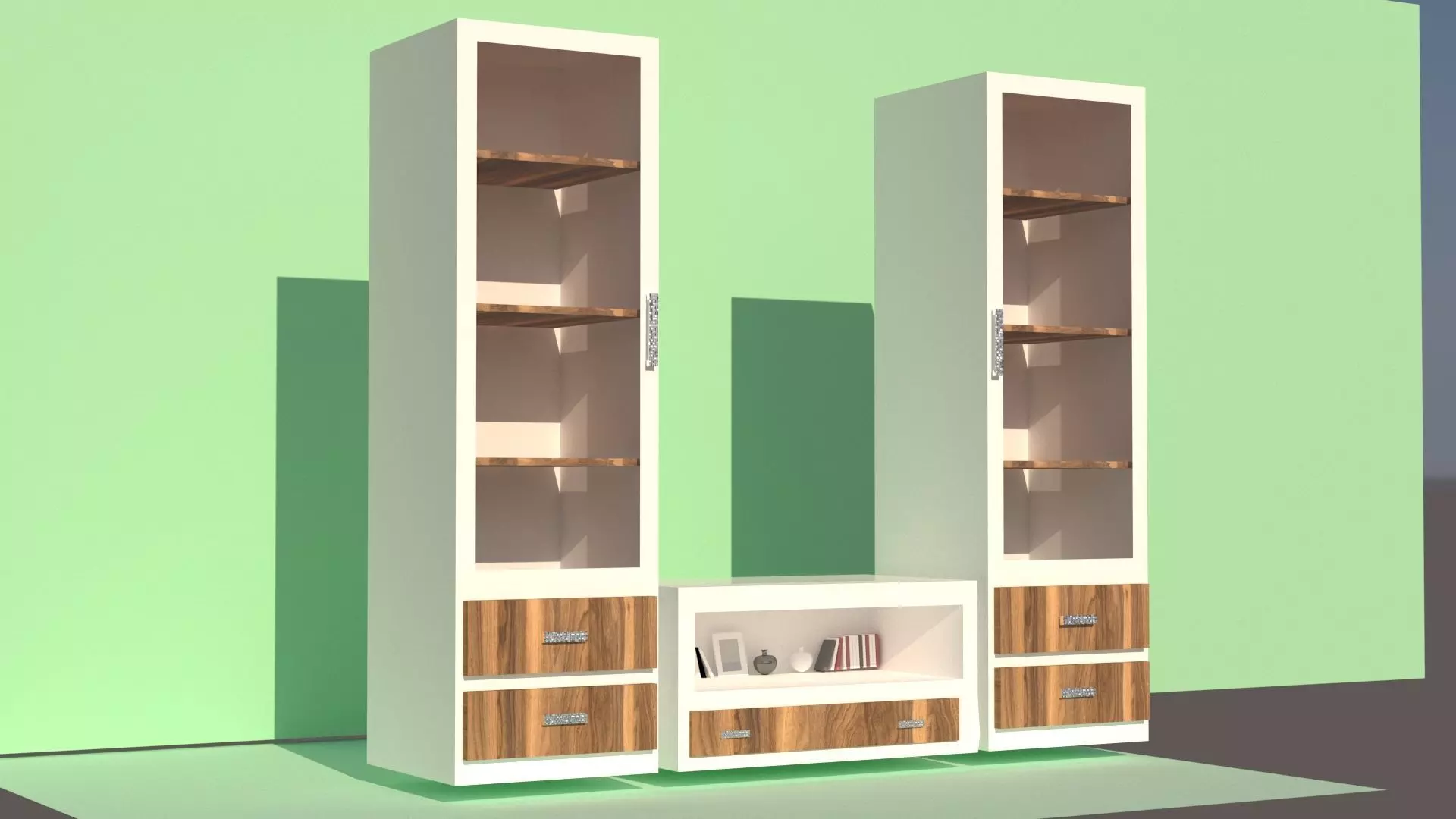 house tv cabinet with shelves and drawers 3D model_0