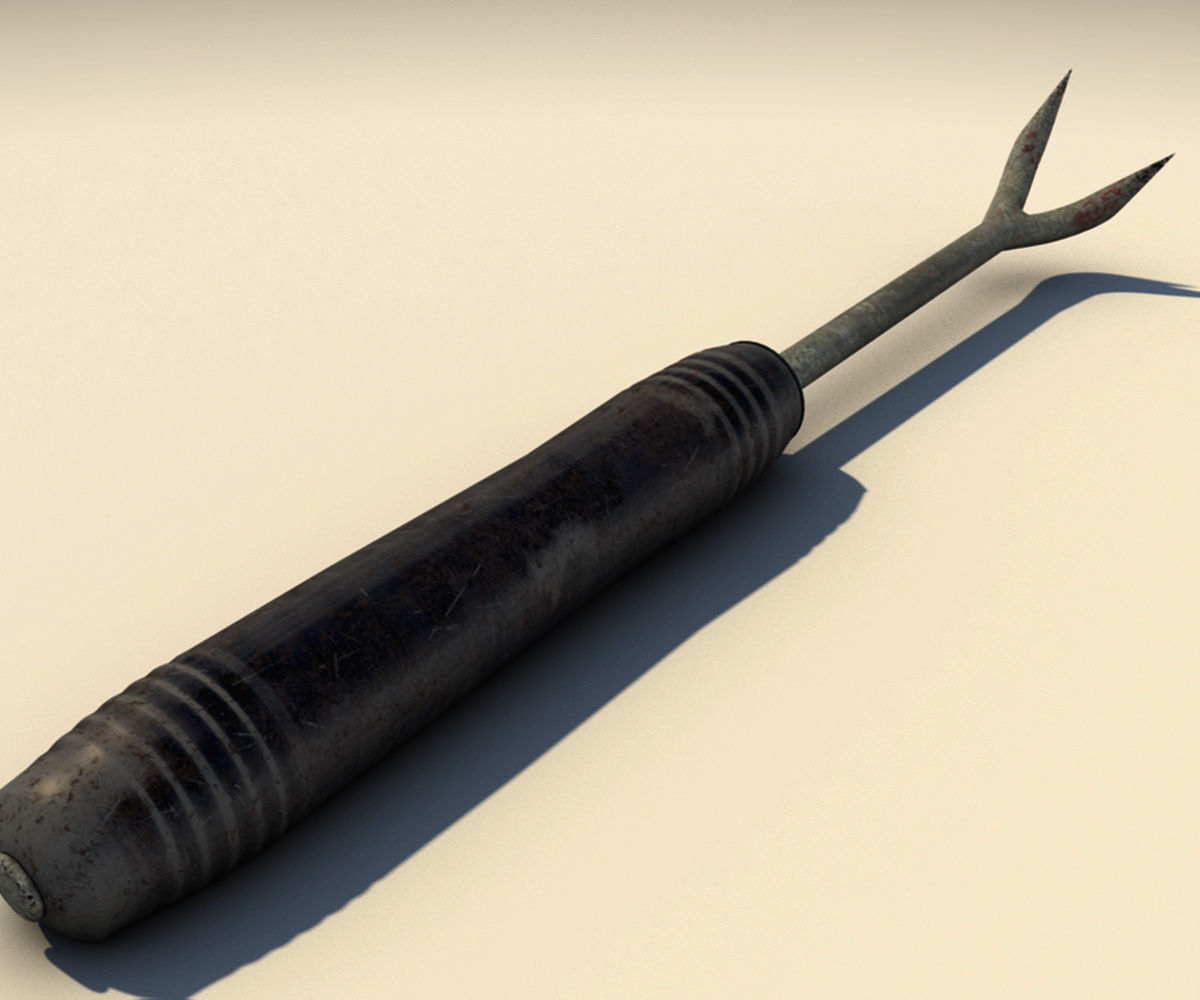 Scraper tool with metal handle 3D model_4