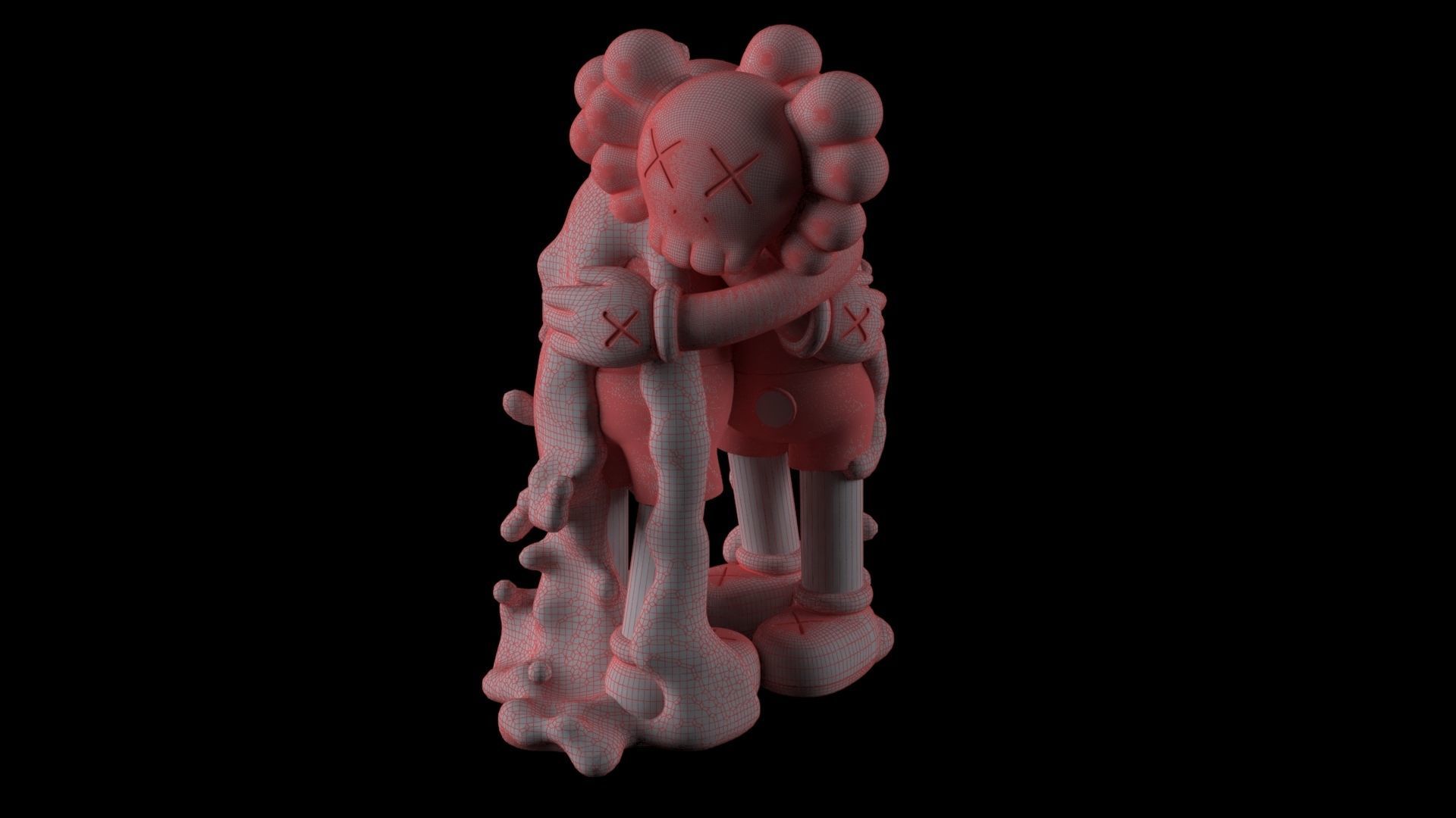 KAWS Hug Fluid Sculpture 3D print model_6