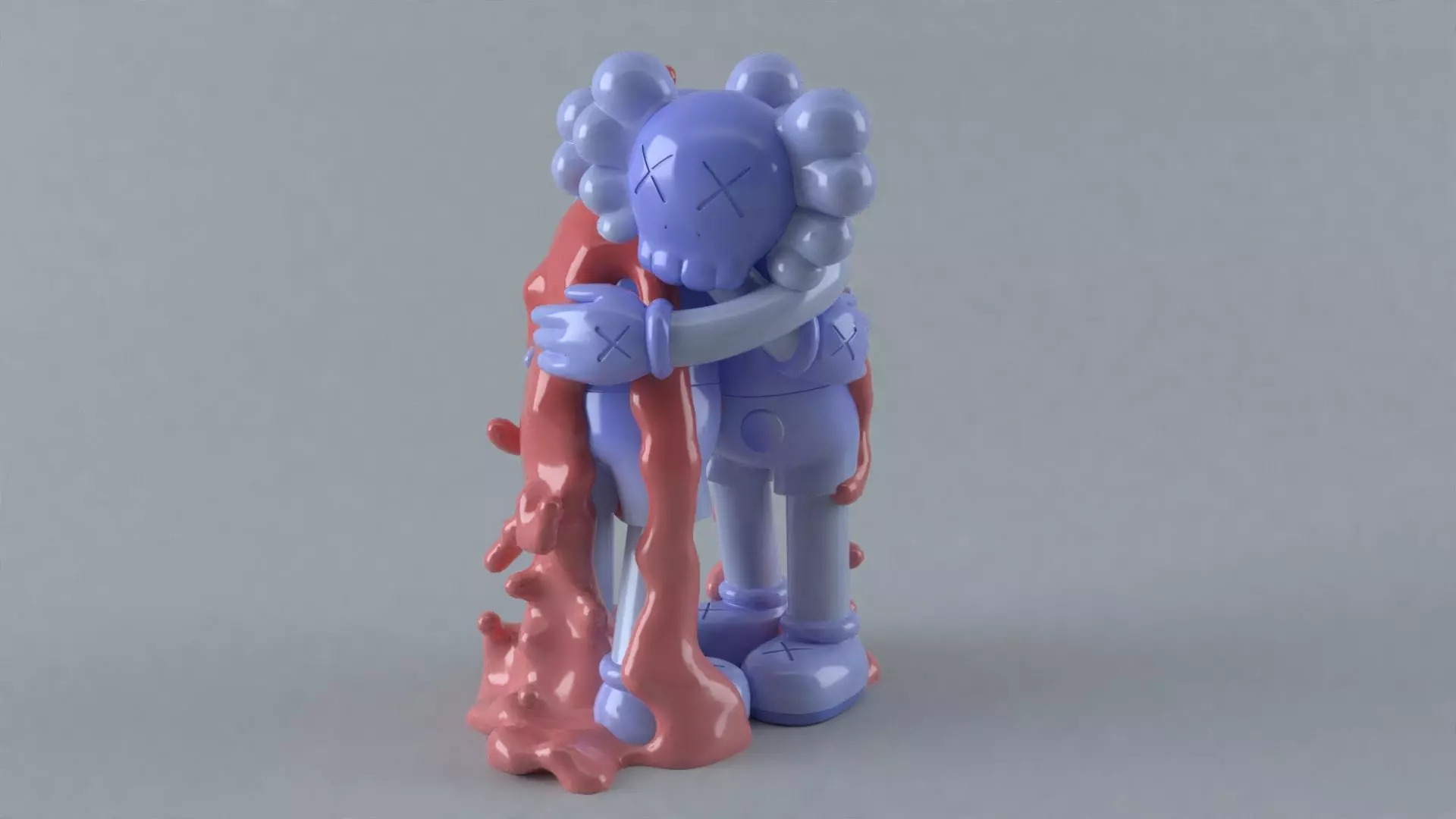 KAWS Hug Fluid Sculpture 3D print model_0