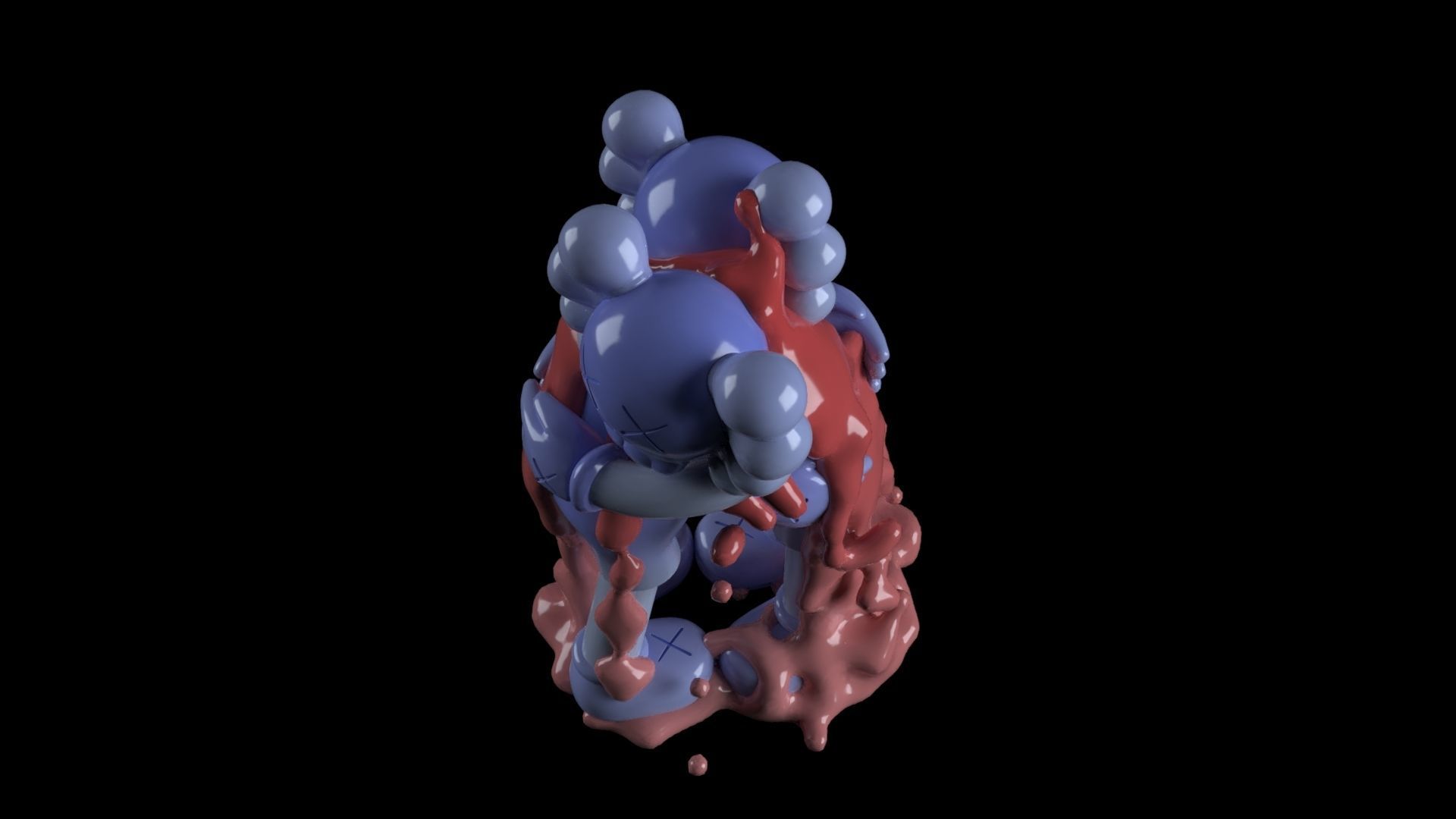 KAWS Hug Fluid Sculpture 3D print model_4