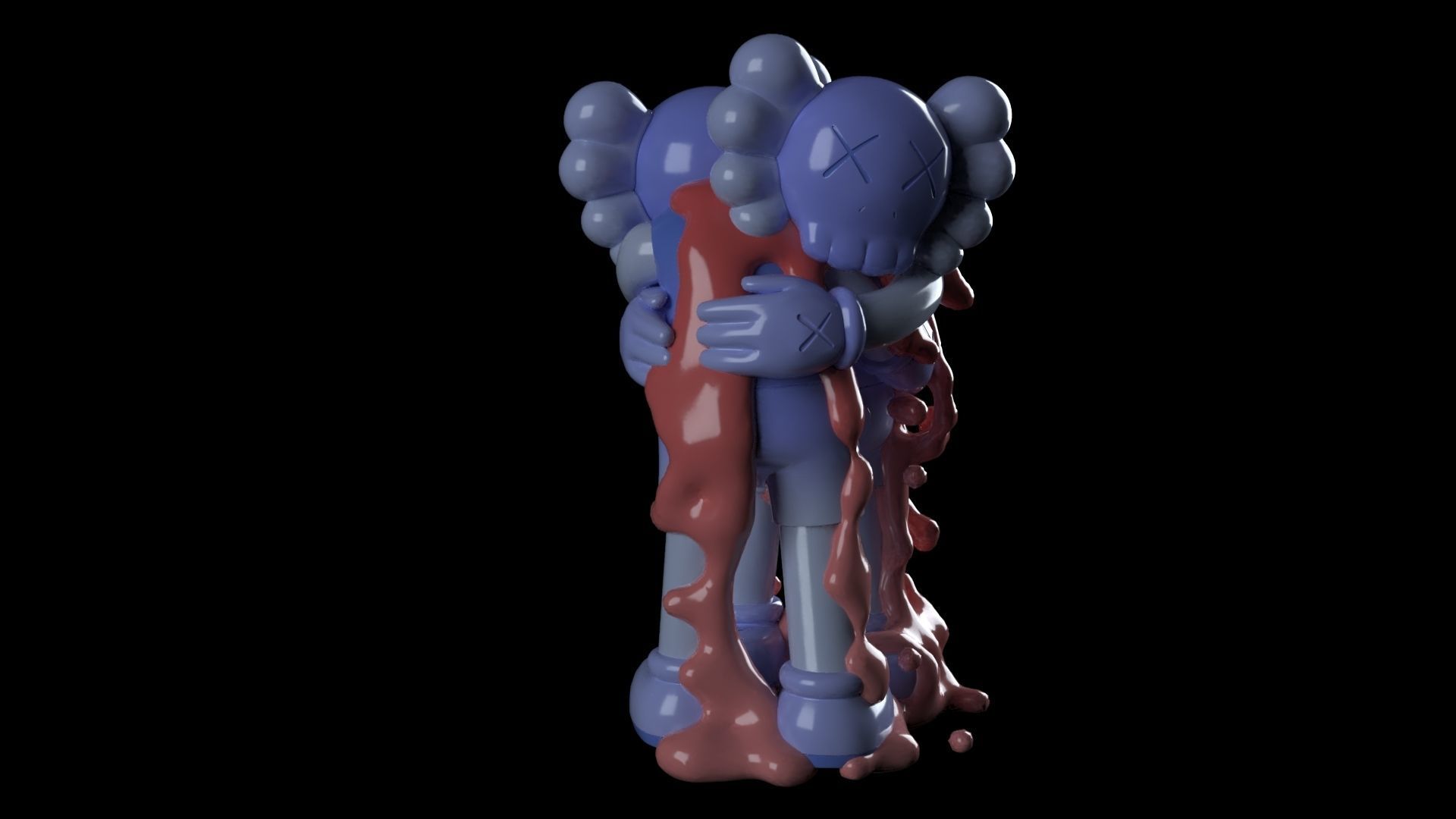 KAWS Hug Fluid Sculpture 3D print model_2