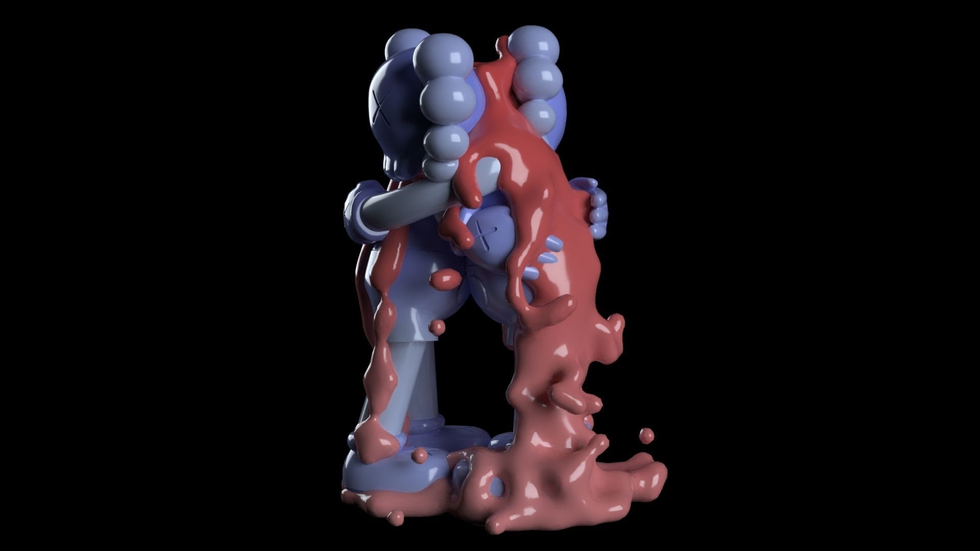 KAWS Hug Fluid Sculpture 3D print model_1