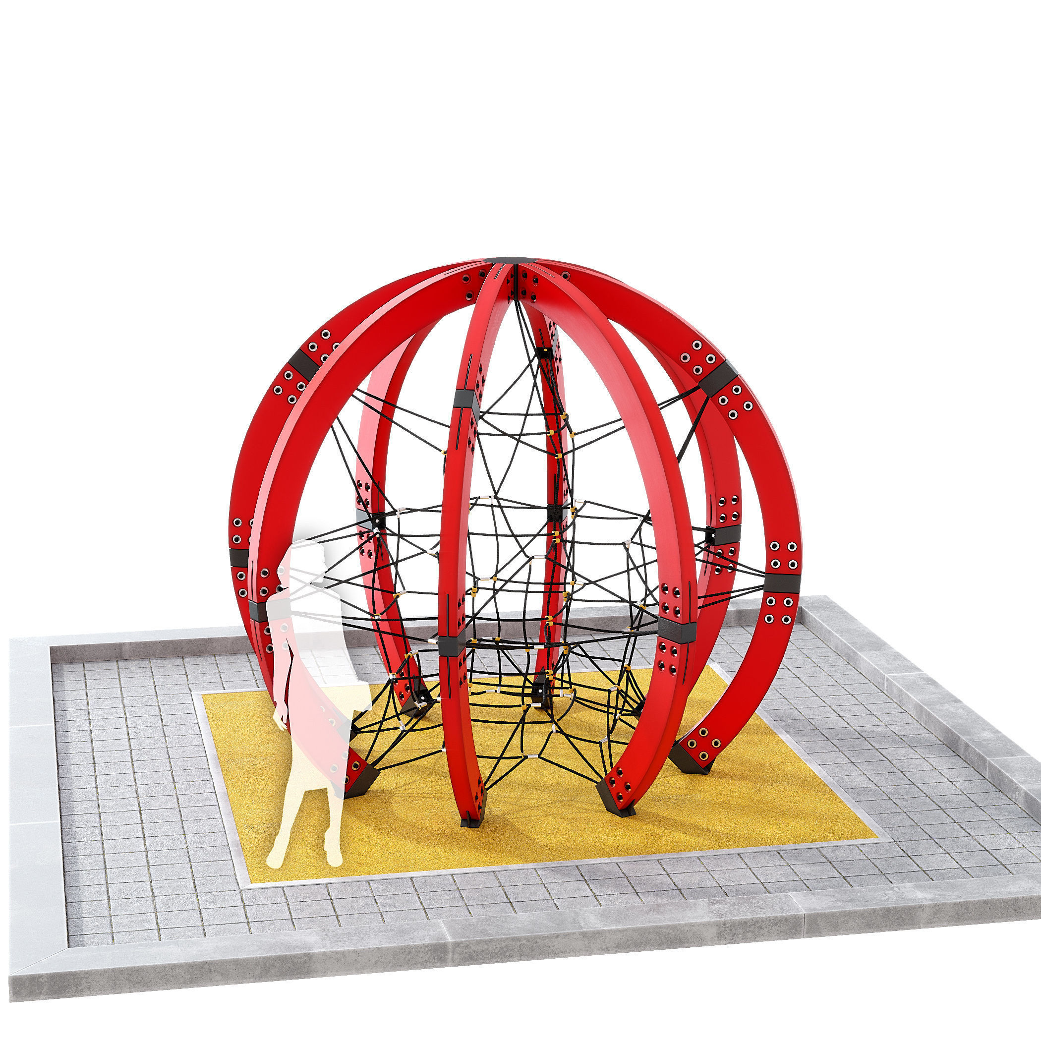 Children play rope complex Sphere 3D model_9