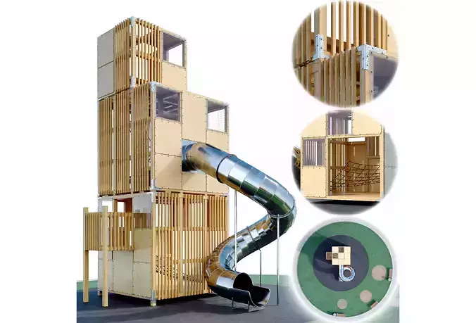 Children play complex Tower 3D model