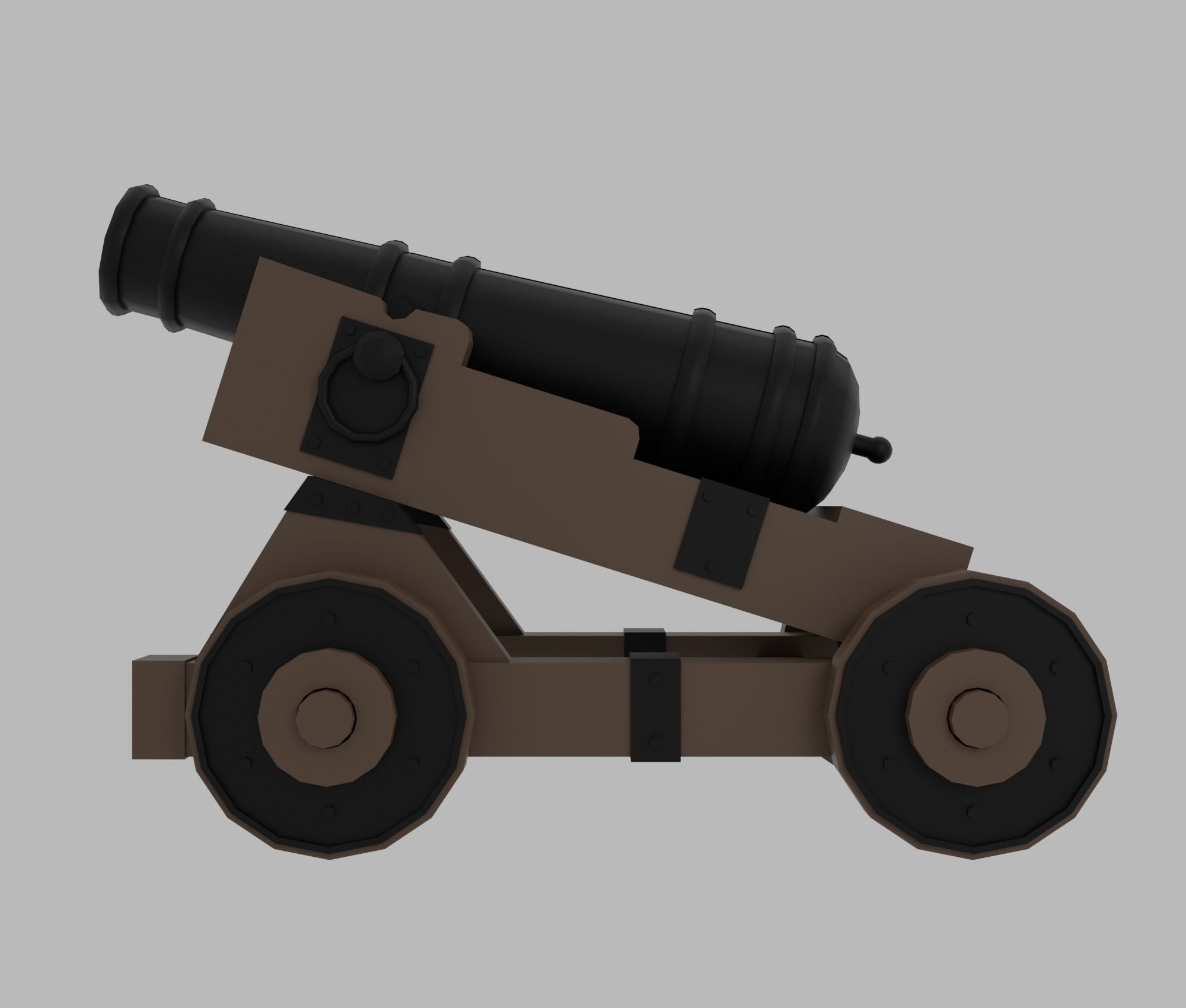 Cannon Low-poly 3D model_5