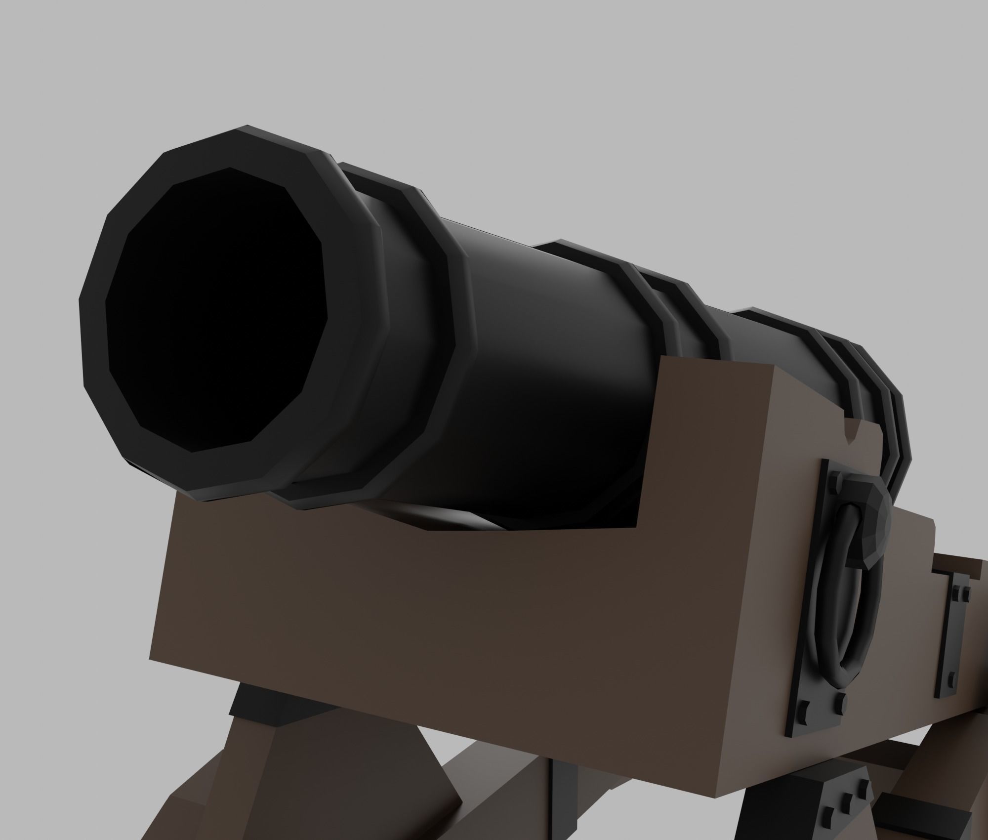 Cannon Low-poly 3D model_9