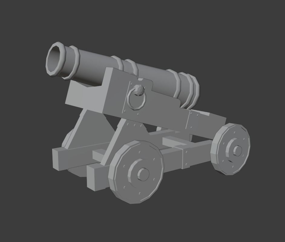 Cannon Low-poly 3D model_1