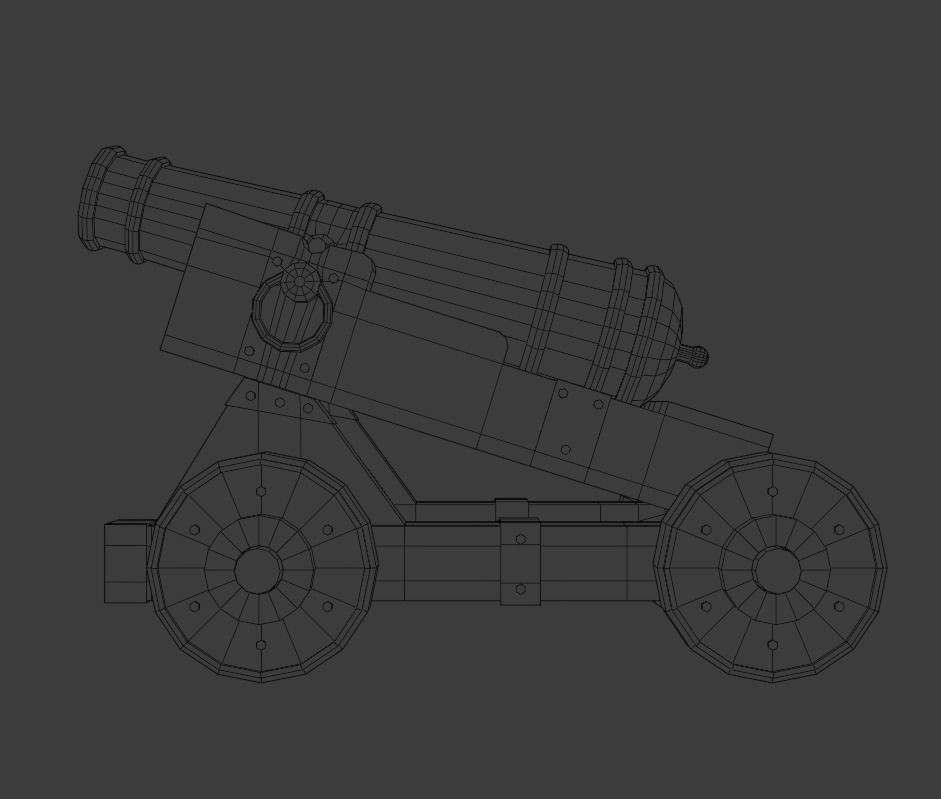 Cannon Low-poly 3D model_6
