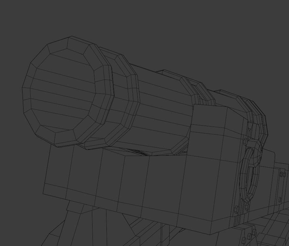 Cannon Low-poly 3D model_10