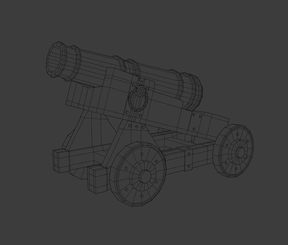 Cannon Low-poly 3D model_2