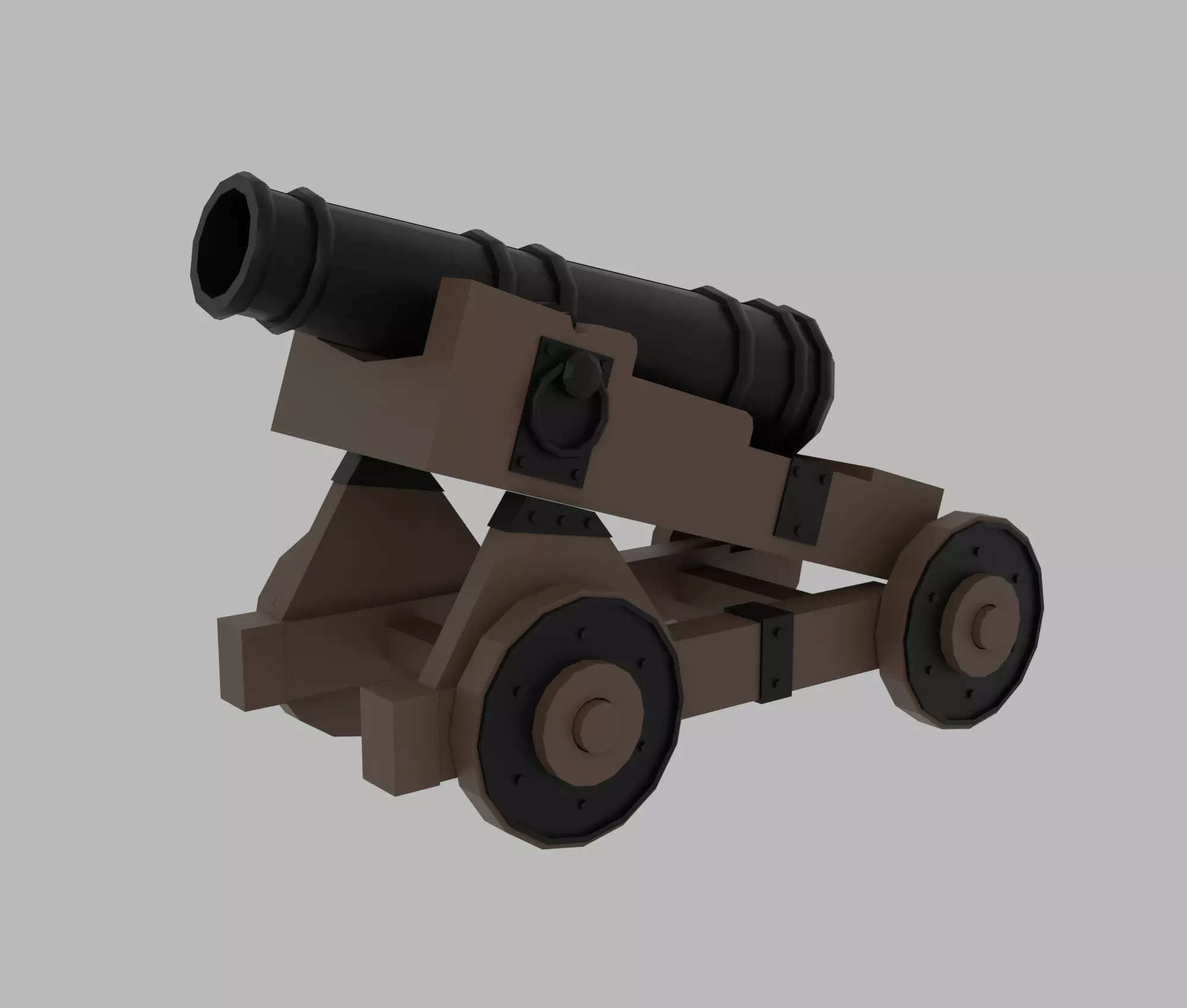 Cannon Low-poly 3D model_0