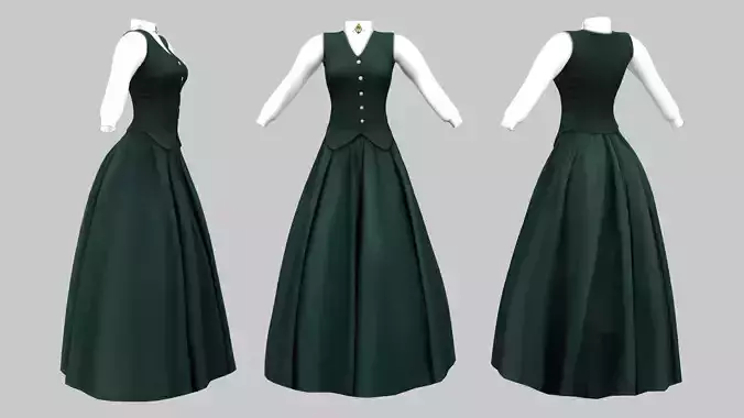 Twill Vest and Long Skirt