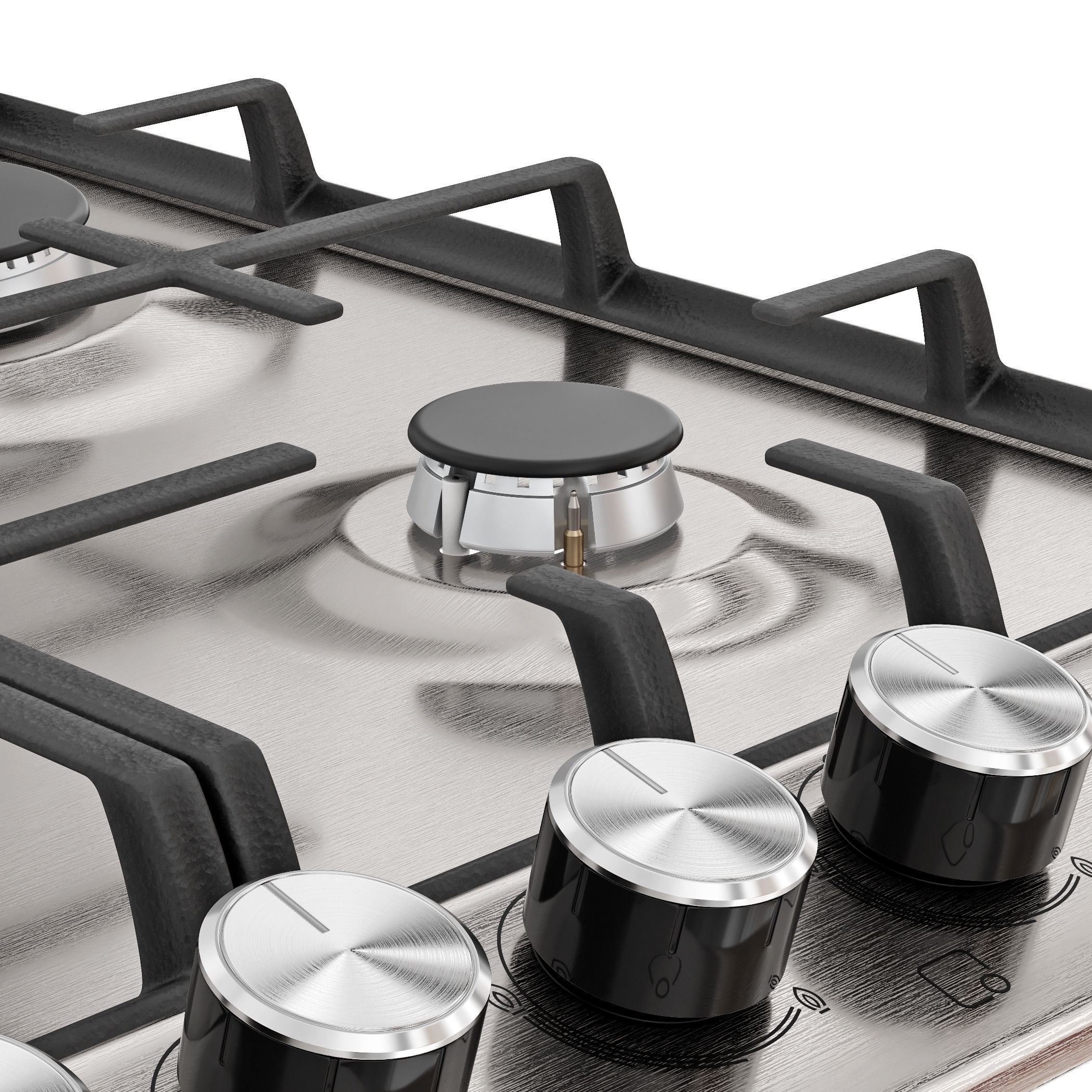 Kitchen appliances set Hood oven refrigerator hob 3D model_13
