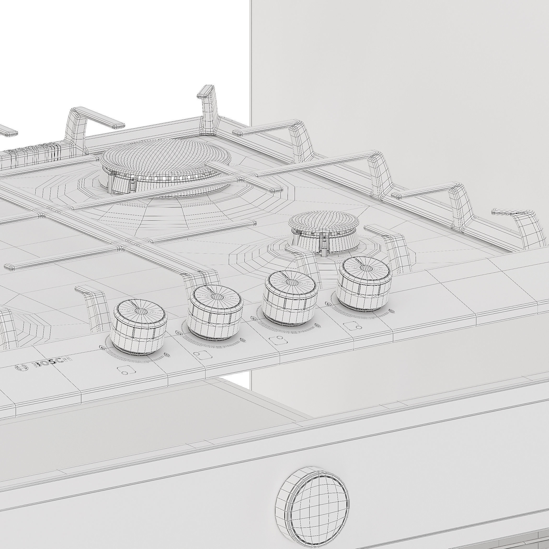 Kitchen appliances set Hood oven refrigerator hob 3D model_17